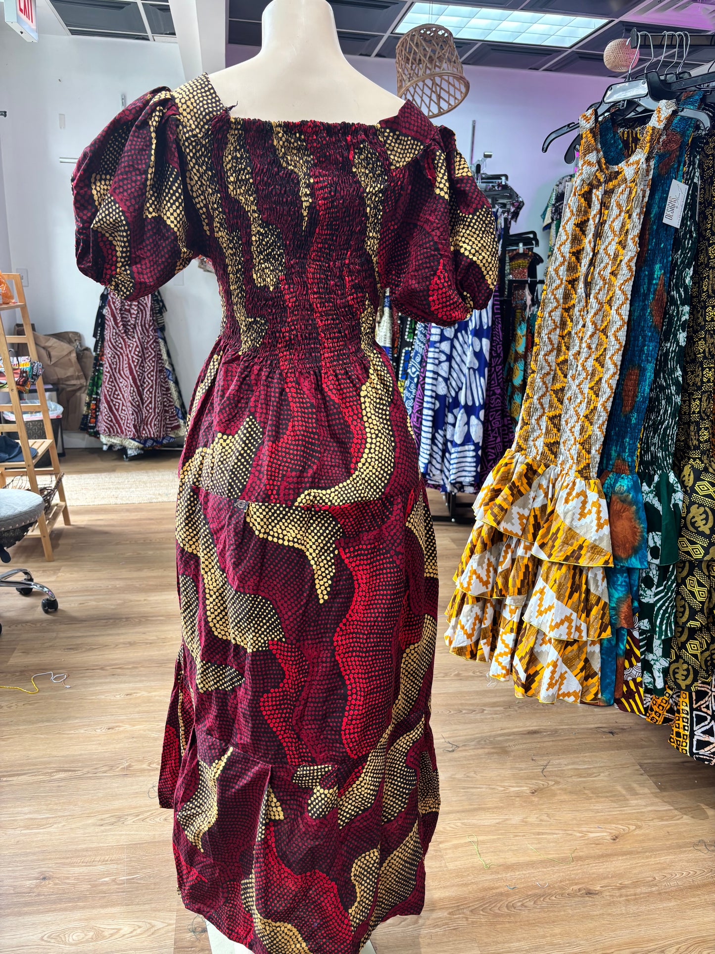 Puff Sleeve Long Dress