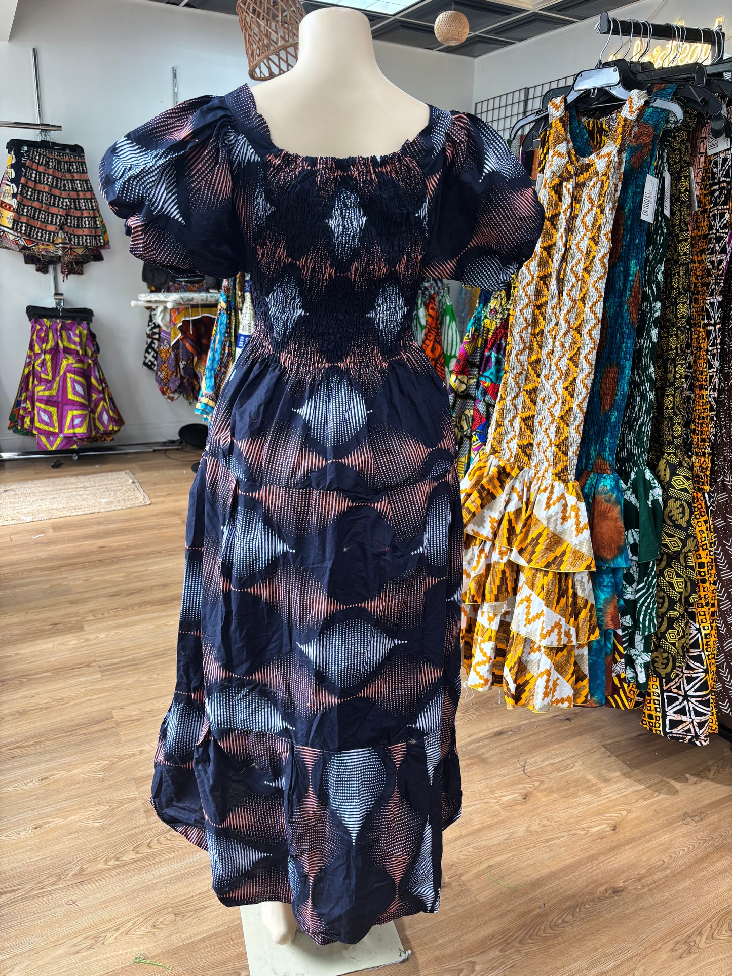 Puff Sleeve Long Dress