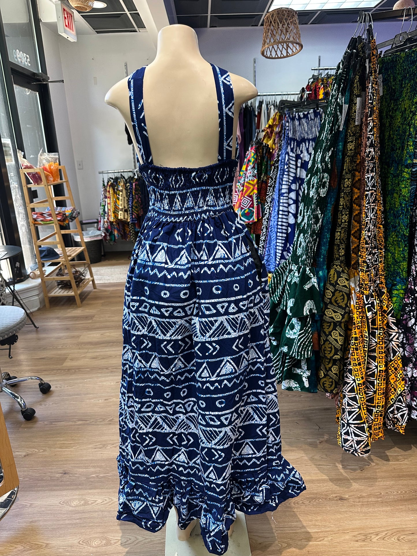 Halter backless dress blue black