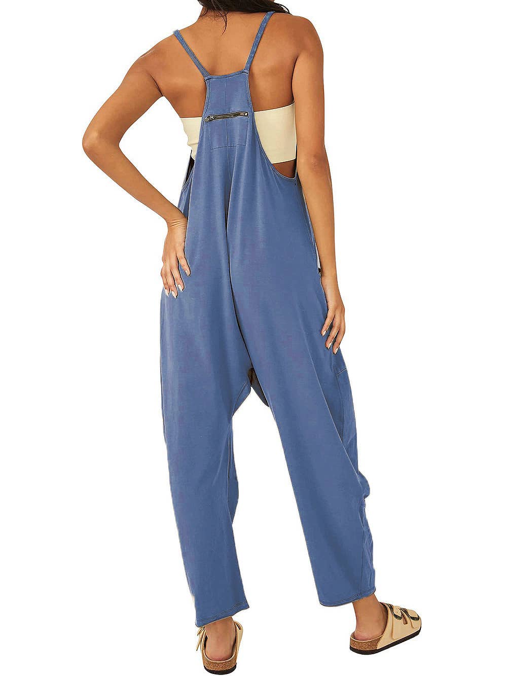 Sleeveless Baggy Jumpsuit: Denim Blue