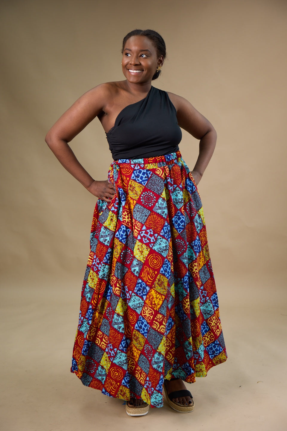 Elastic Waist Long Skirt