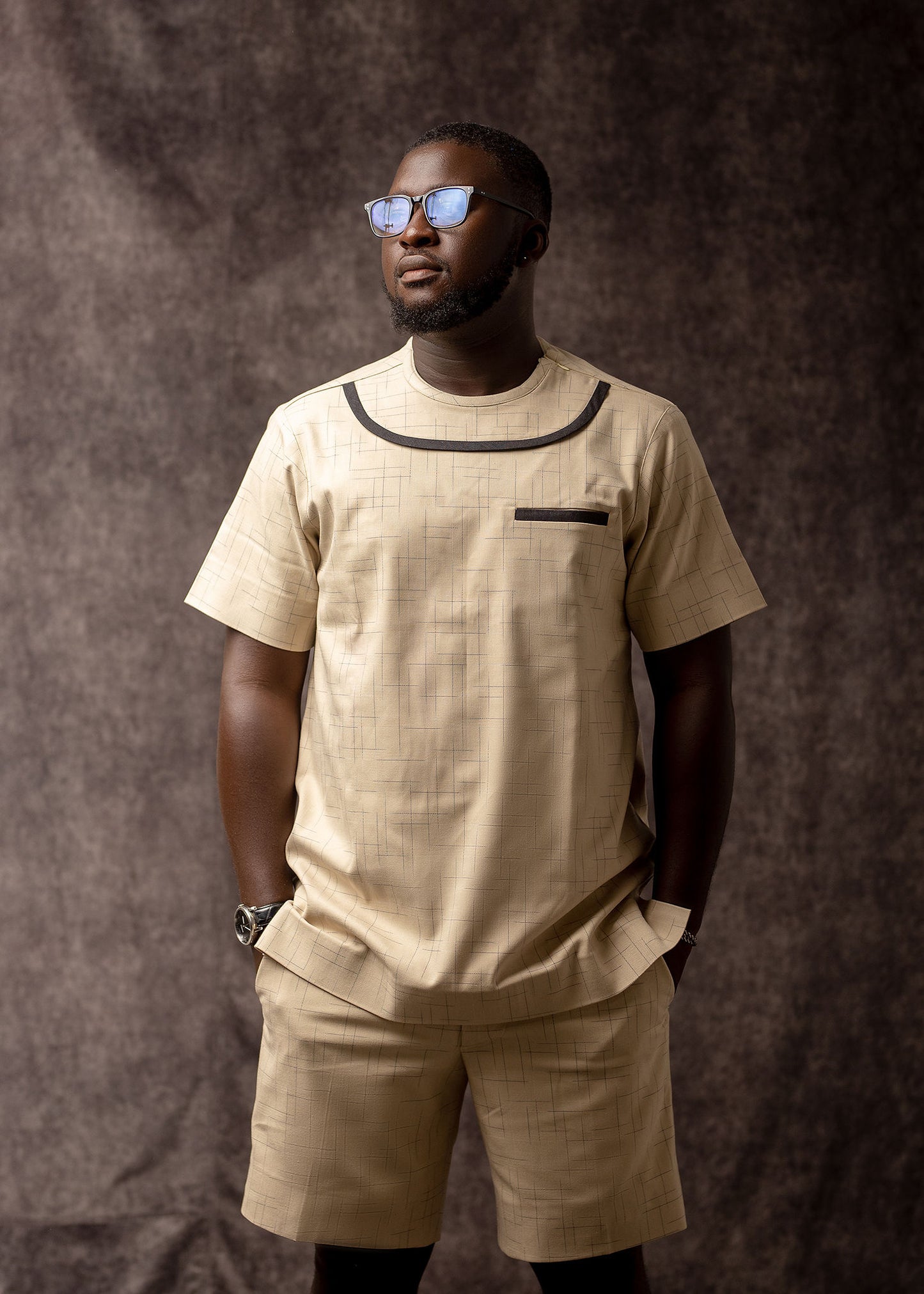 Light Color Short Sleeve Kaftan Short Set