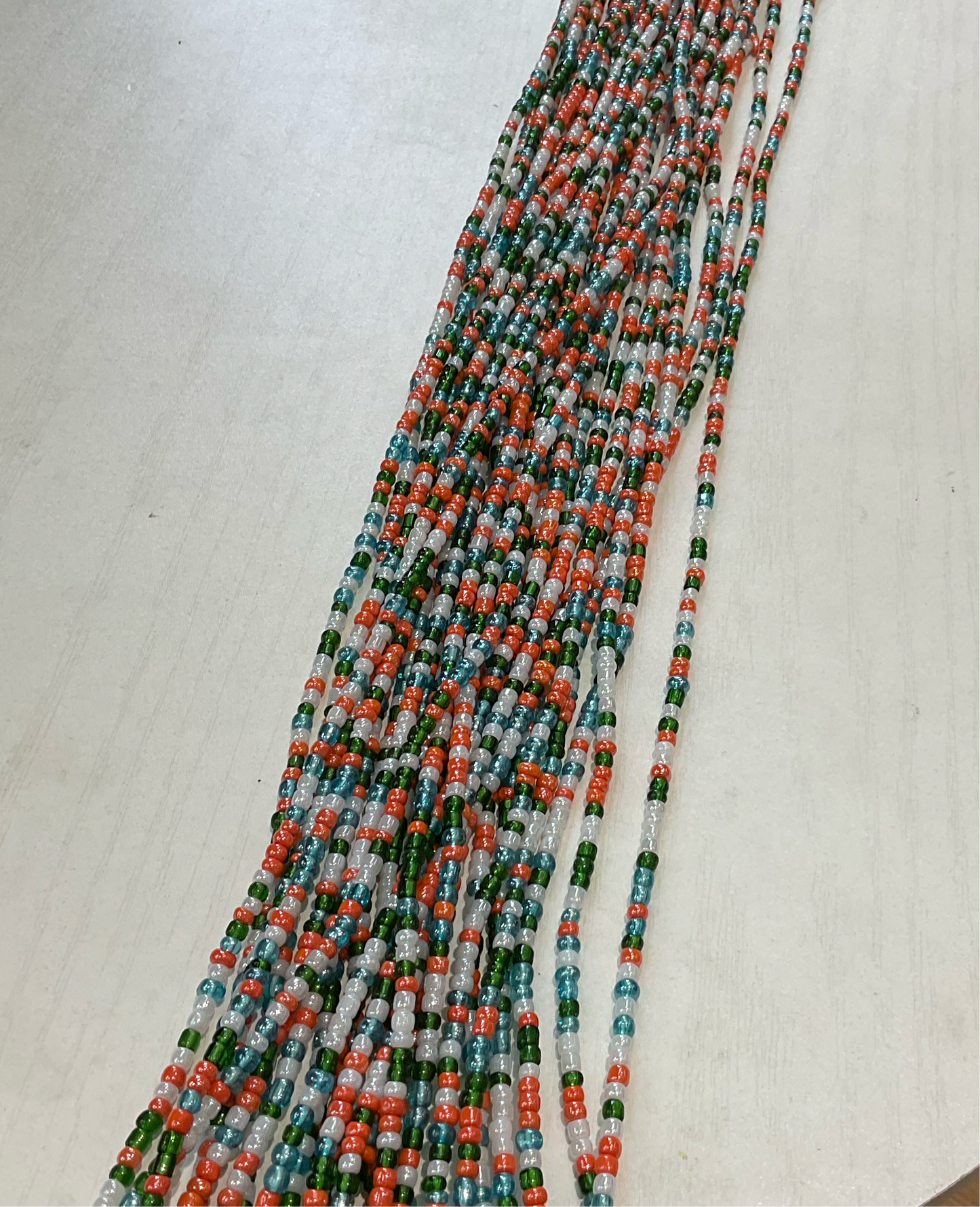 Multicolor green, teal, orange and white Medium Beads