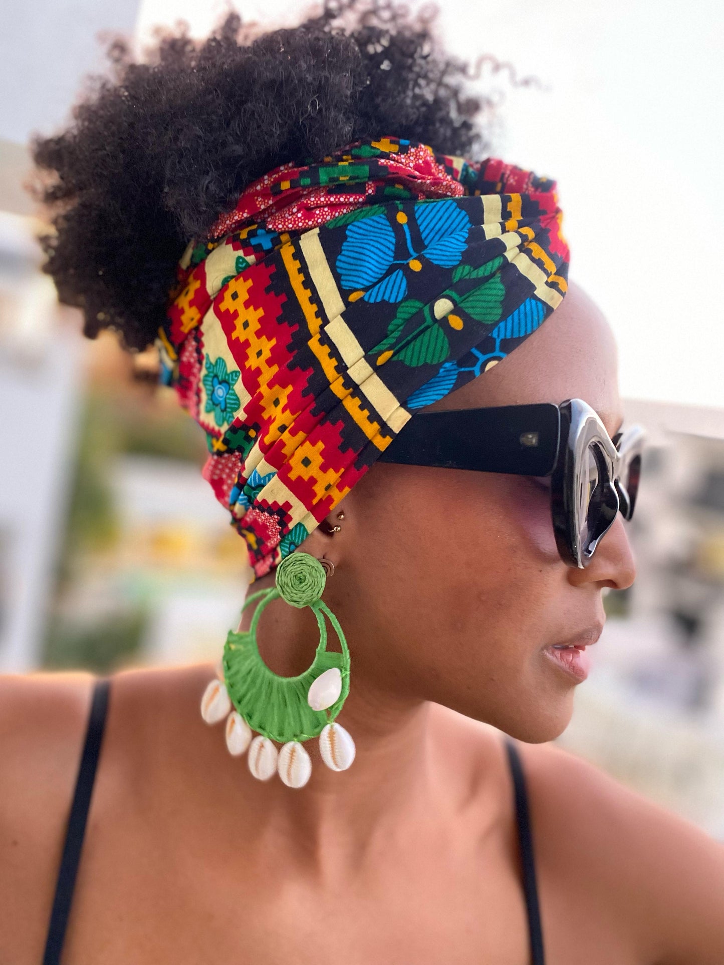 Stud Cowrie Hoop Green