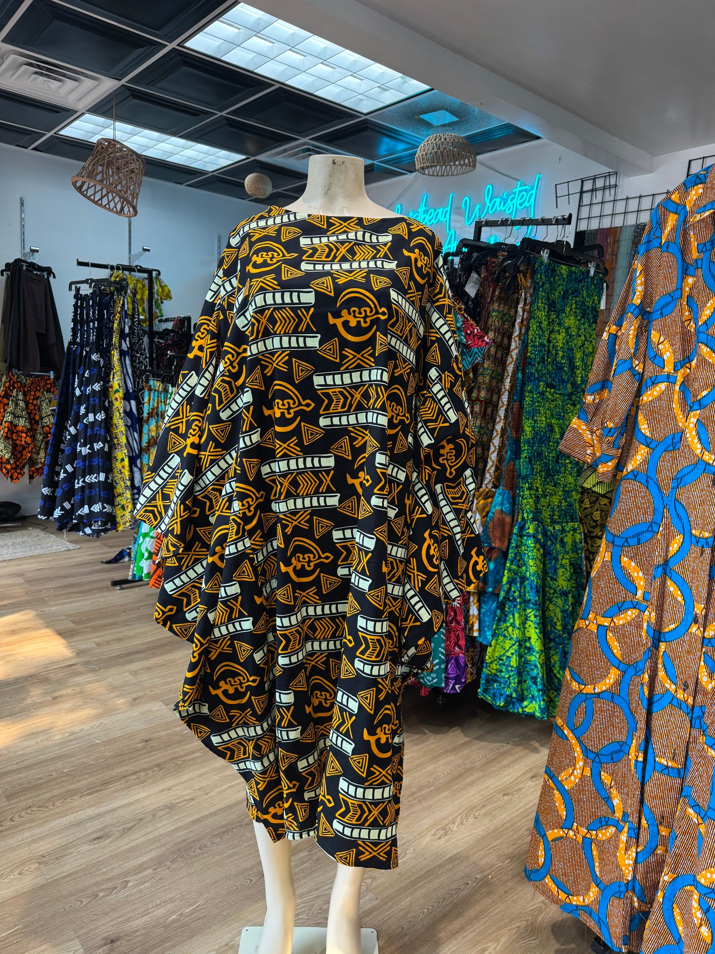 Batwing Dress yellow black