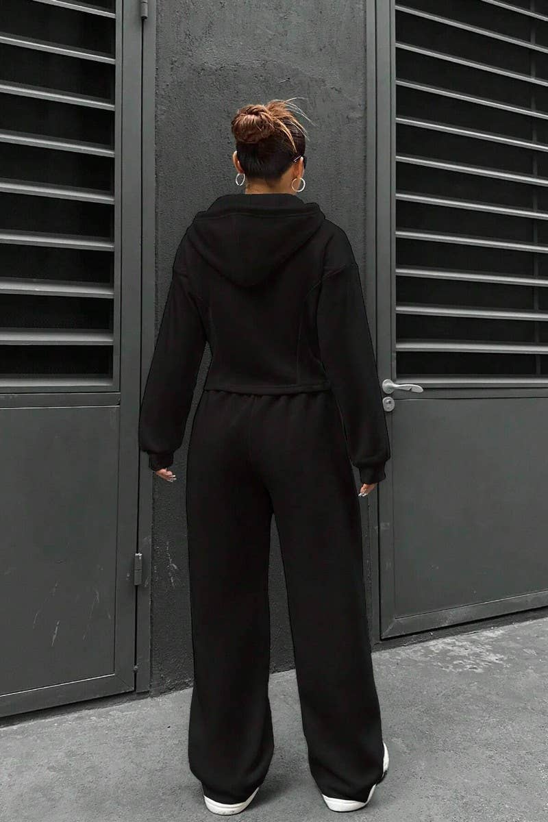 HOODED CARDIGAN CASUAL SPORTS TWO-PIECE SET