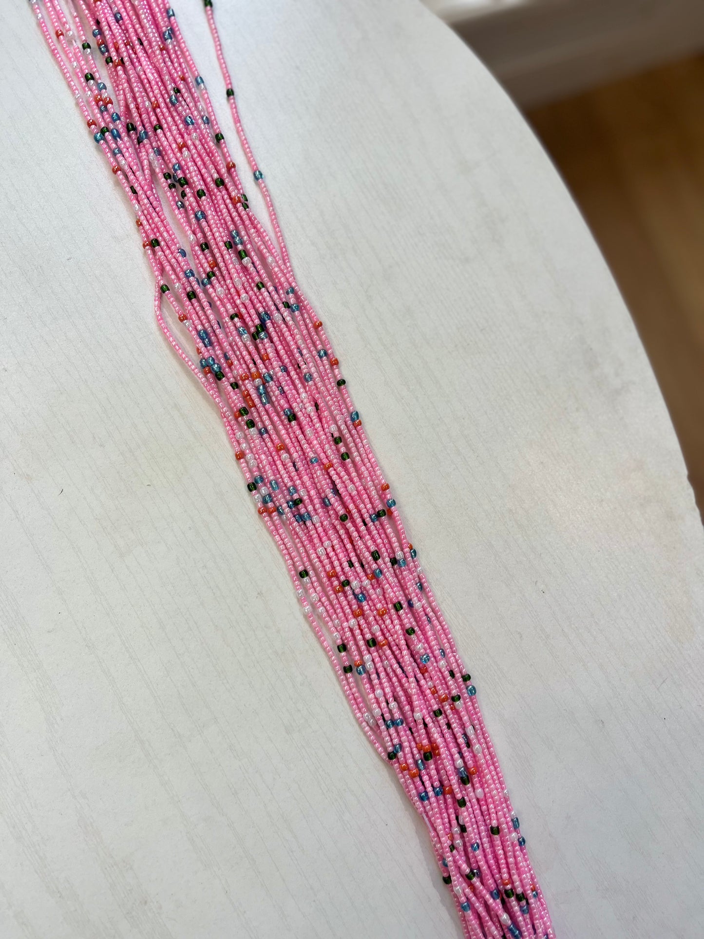Pink multicolored Thin Waistbeads