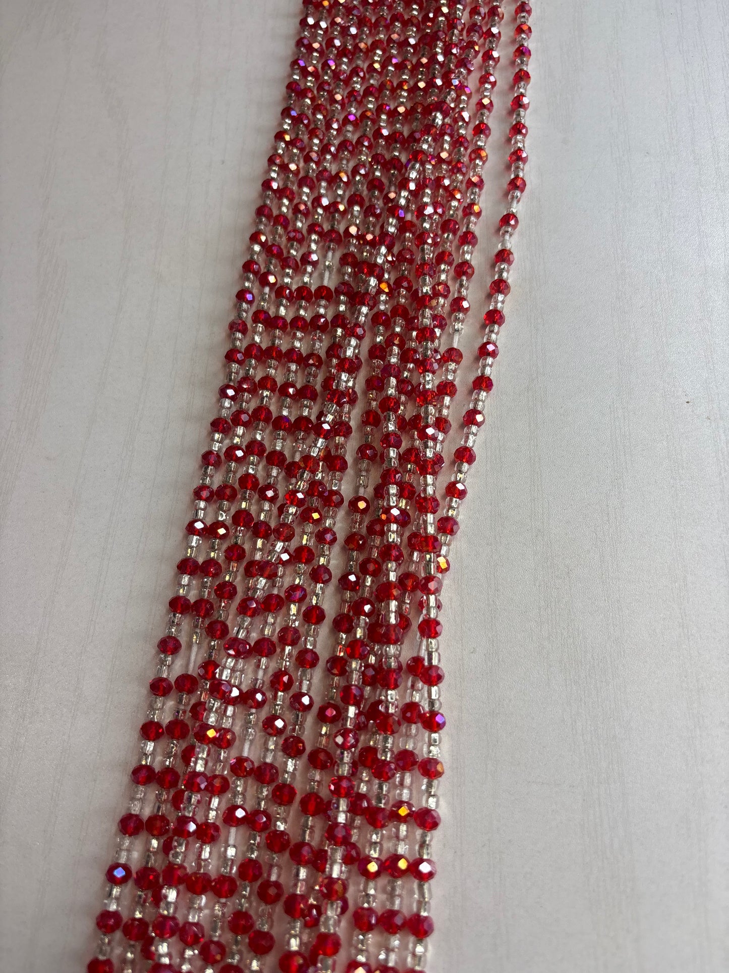 Red & Clear Waistbead