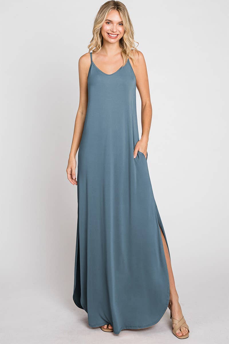 cami maxi dress with pockets Bohemian Print Cami Maxi Dress with Pockets Beige / 2XL