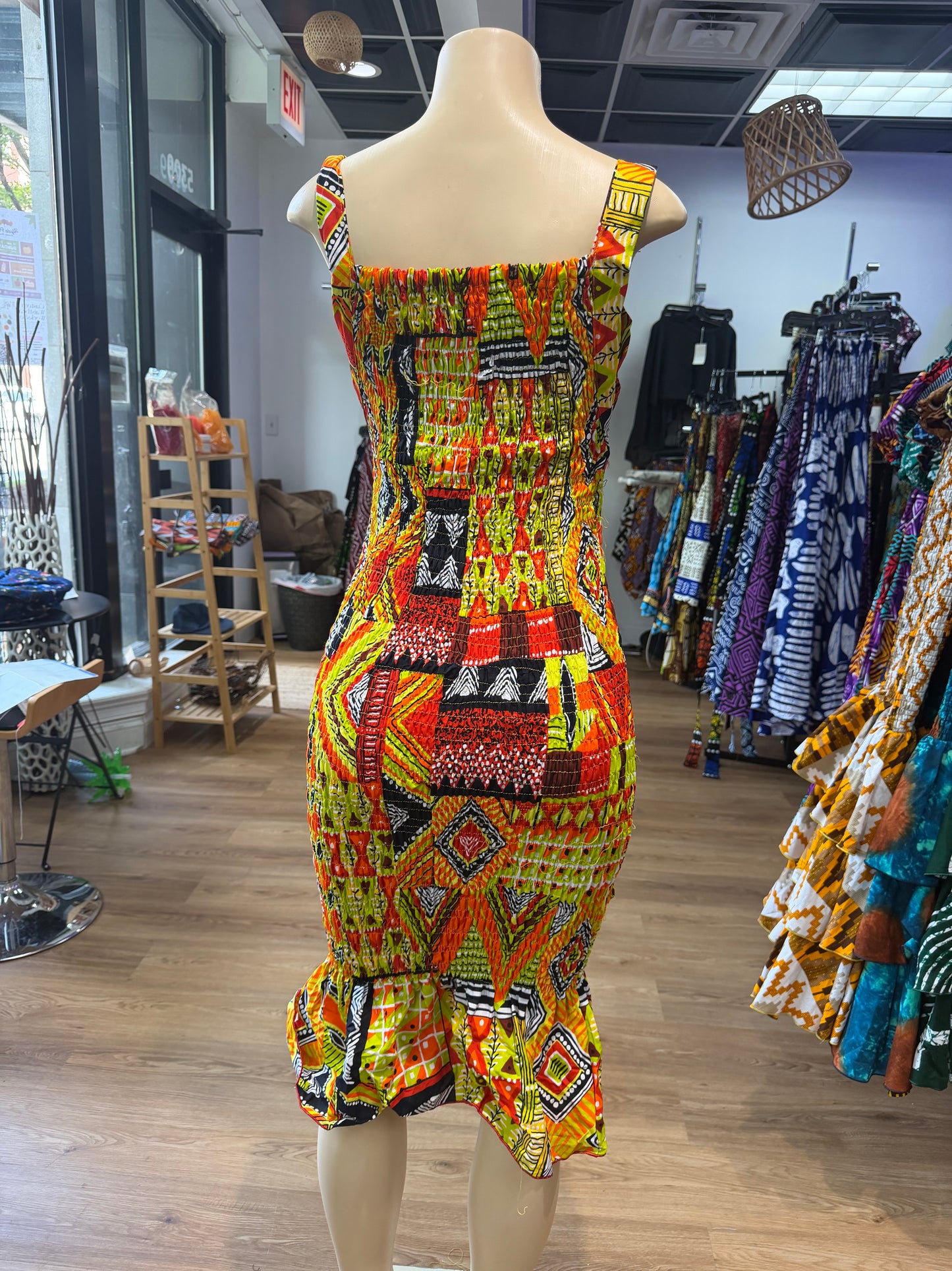 Thin strap dress yellow orange