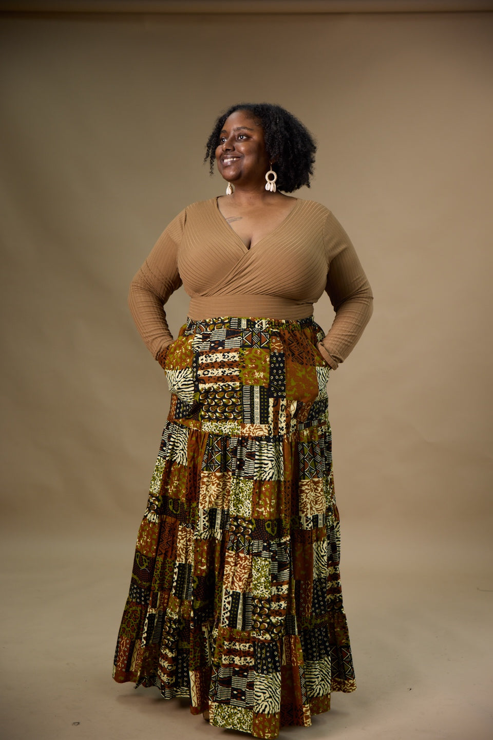 Elastic Waist Tiered Maxi Skirt