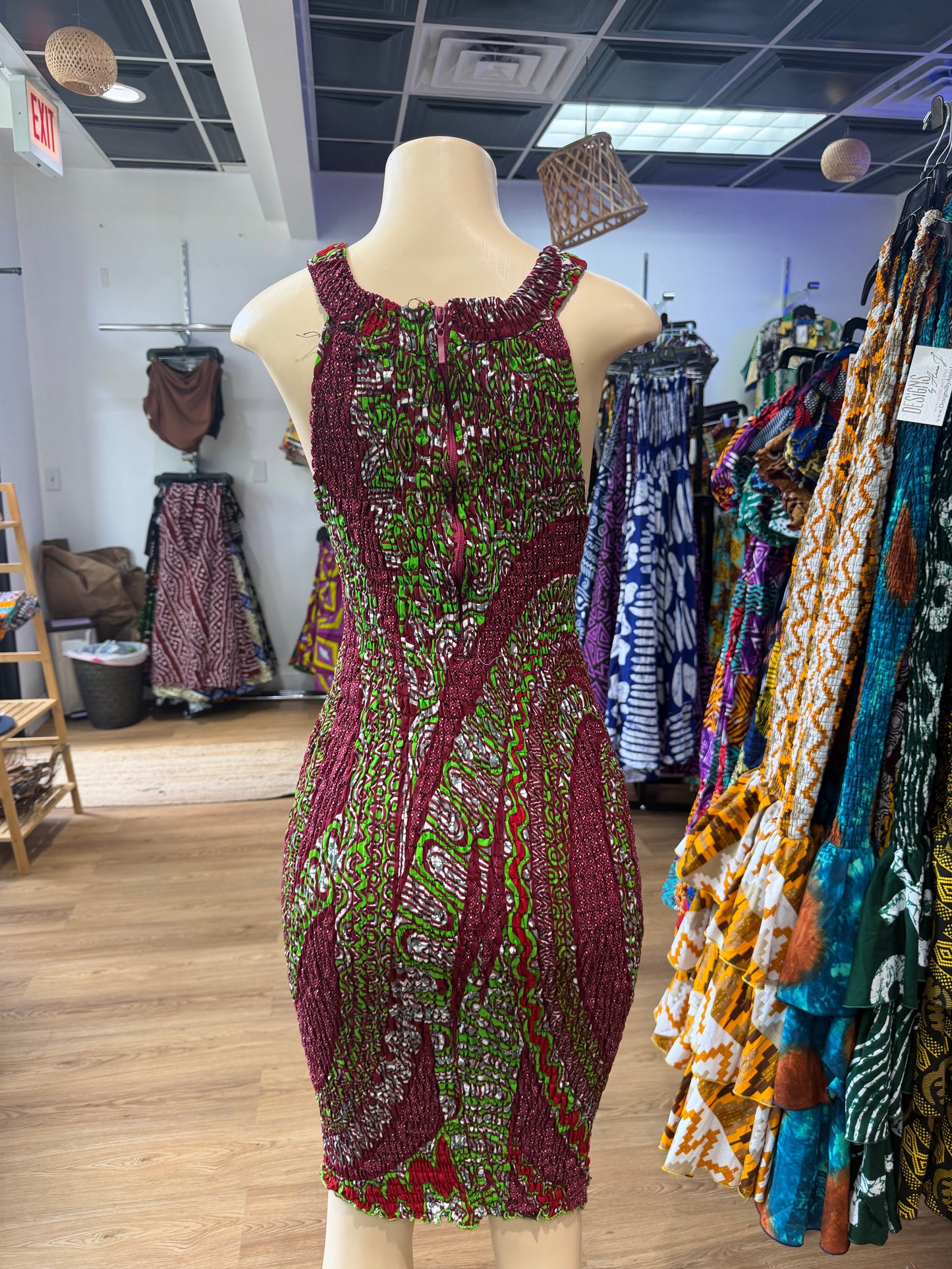 Thin strap dress rouge green