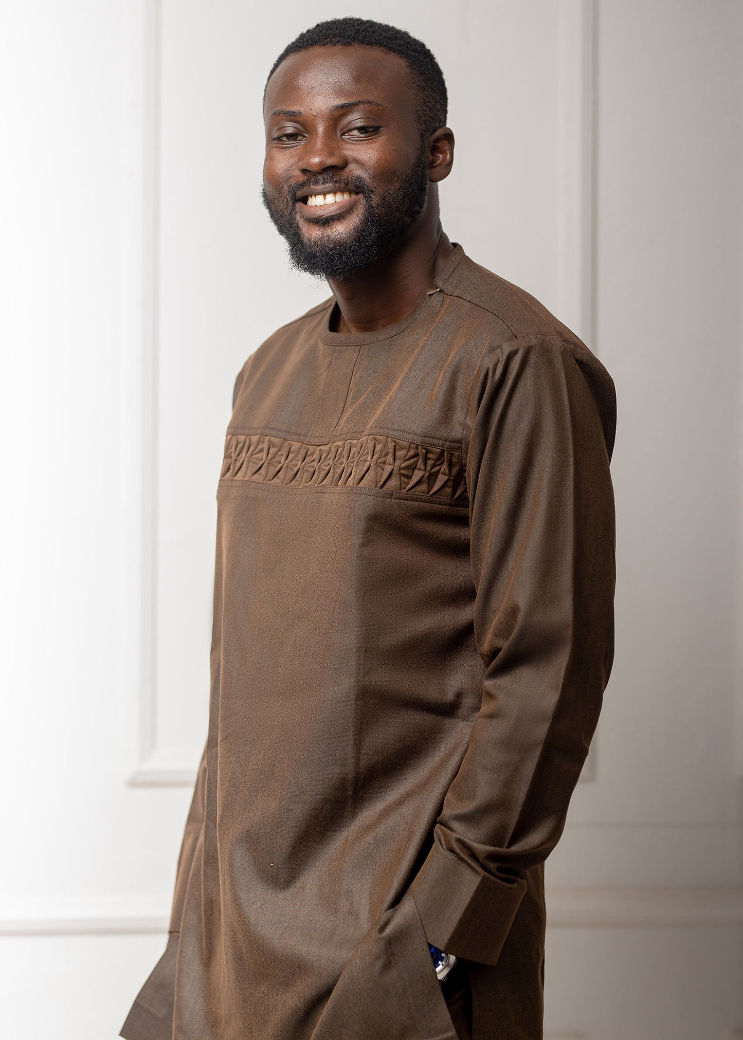 Dark Brown Long Sleeve Kaftan Set 2