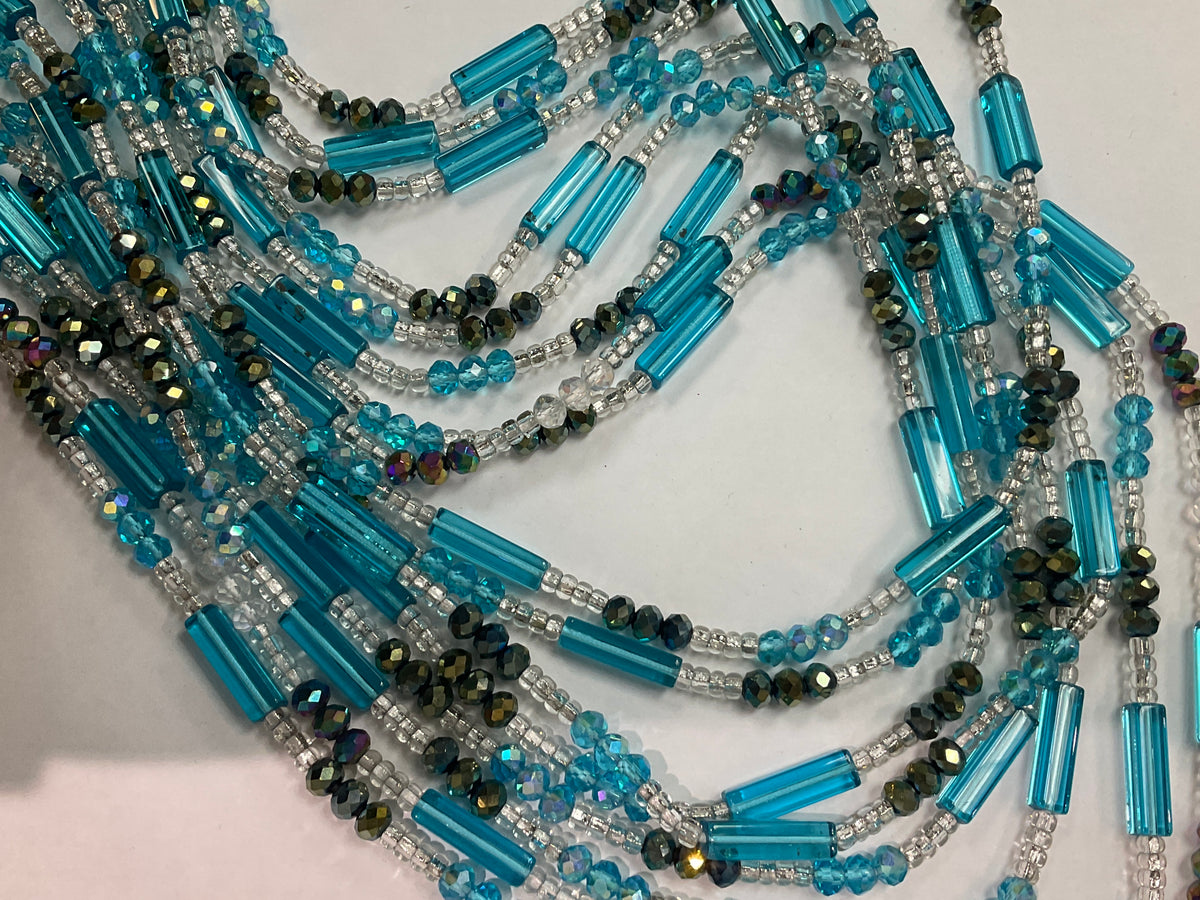 Blue Block Purple Iridescent Waistbeads