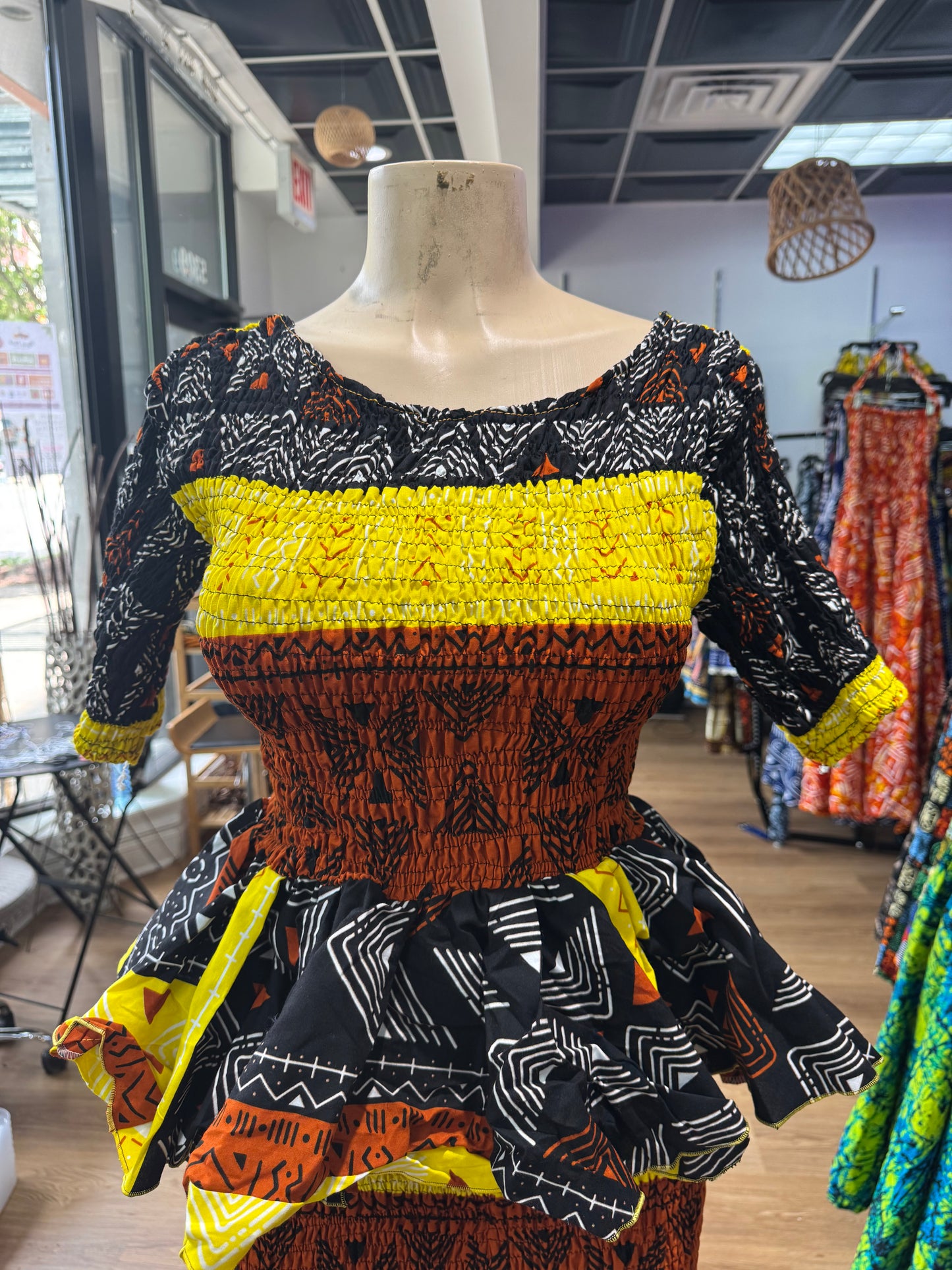 Long Sleeve Elastic Top ONLY brown yellow black
