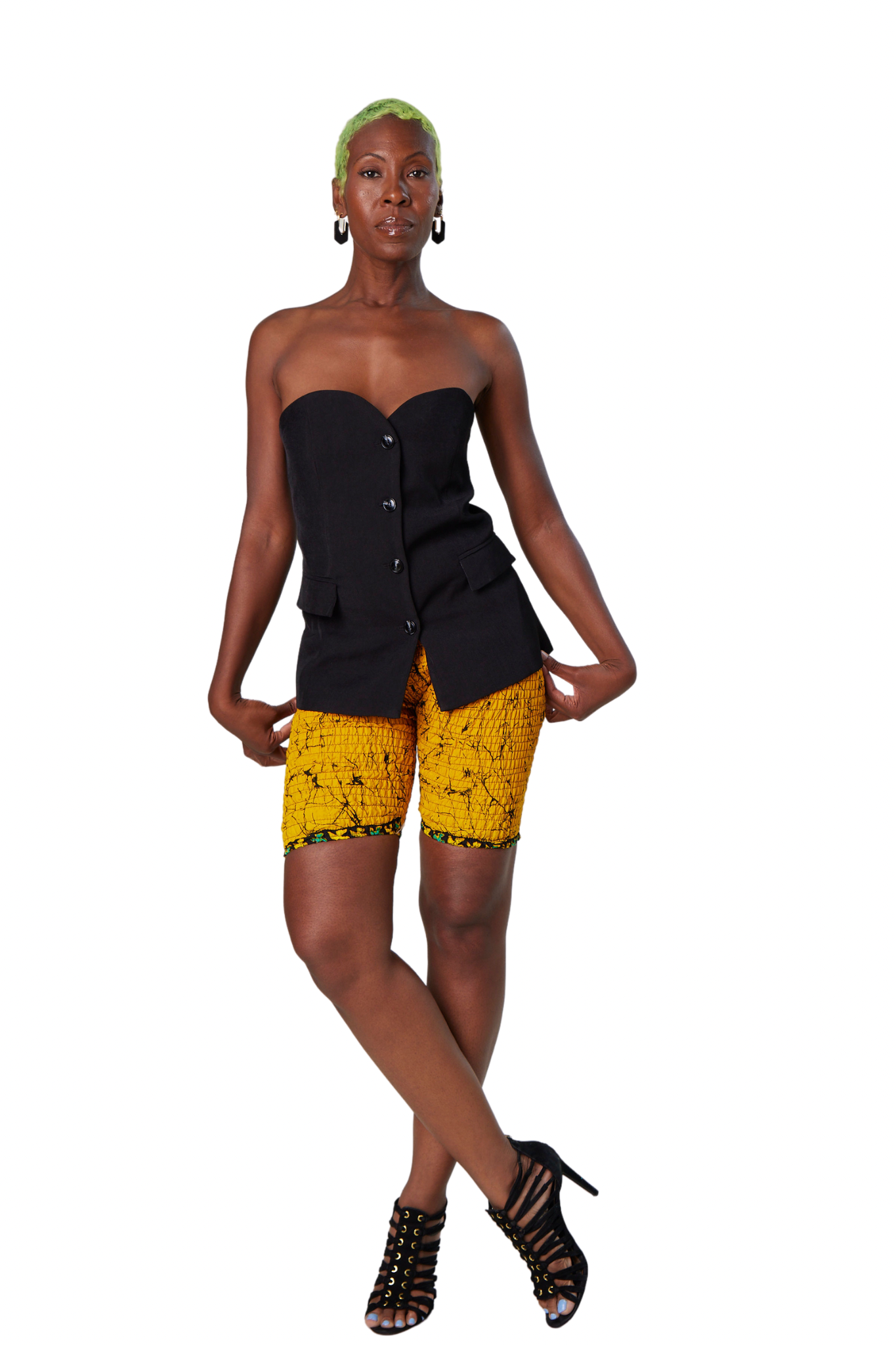 Elastic African Print Biker Shorts
