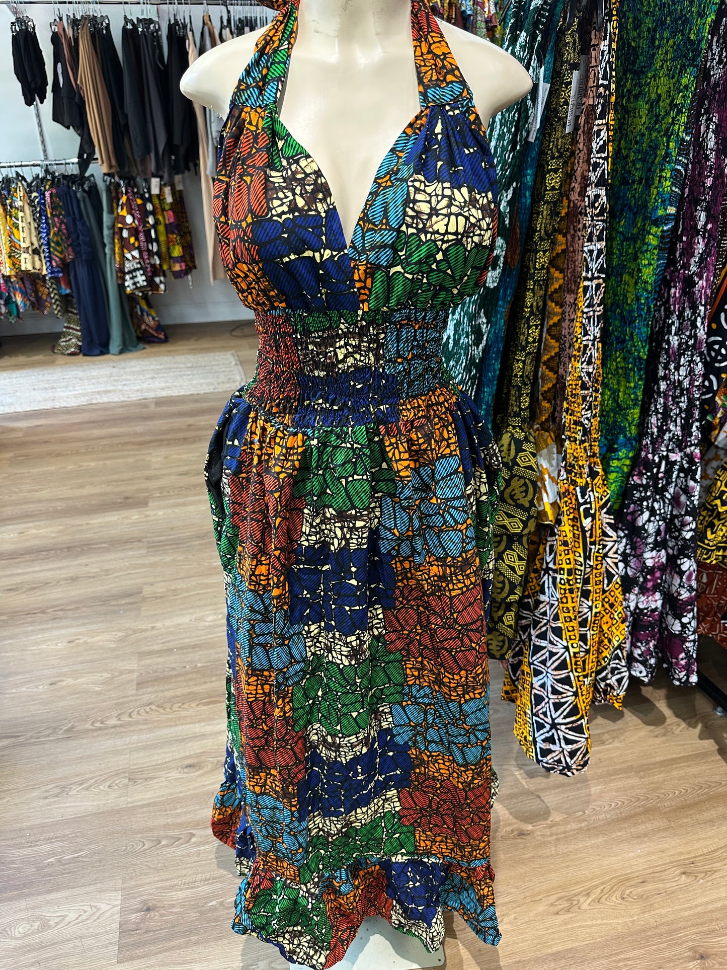 Sunshine backless rainbow dress