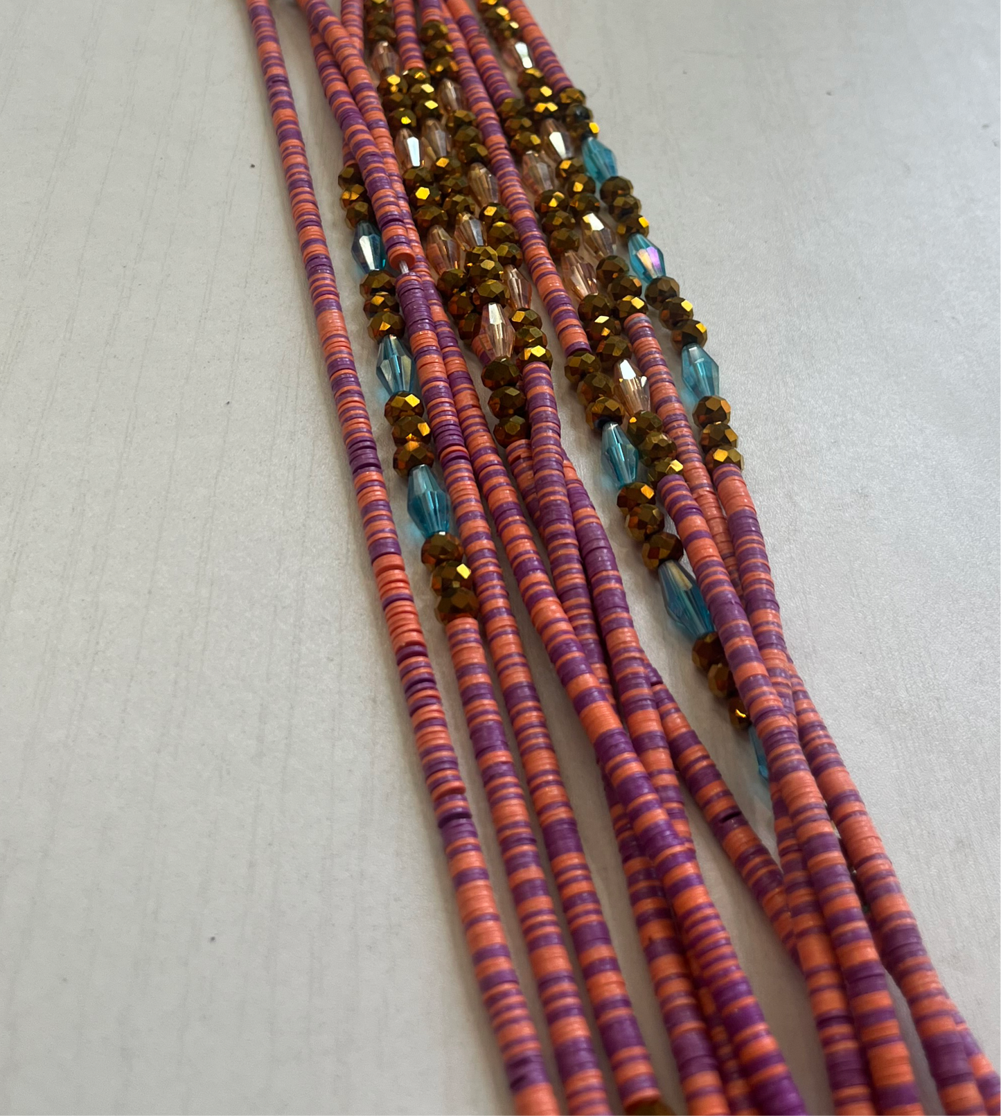 Pink and purple Mixed Size Waistbead