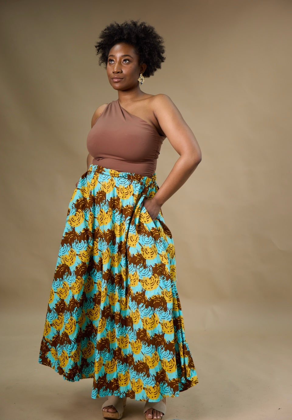 Elastic Waist Long Skirt