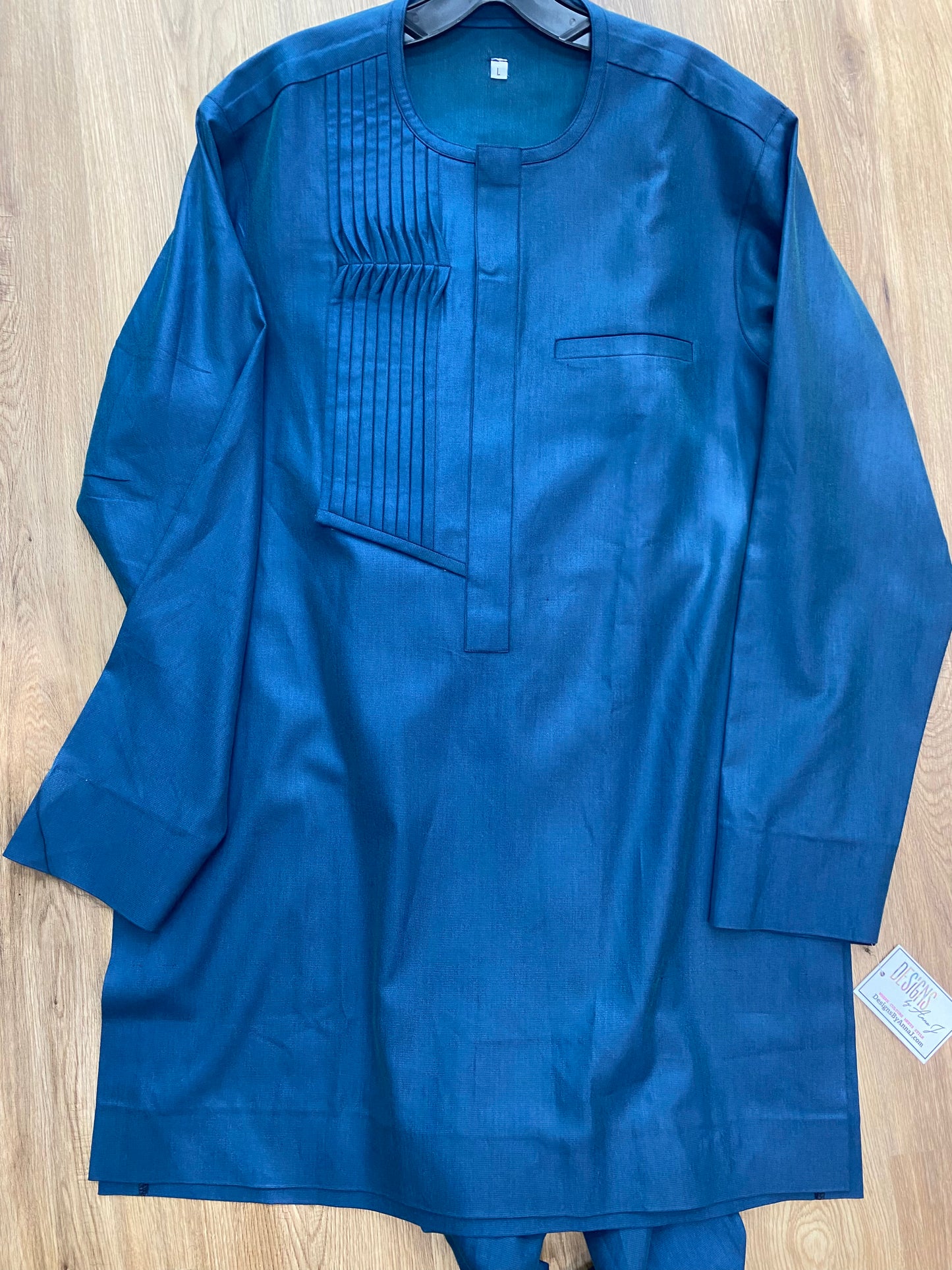 Light Blue Long Sleeve Kaftan Set 2