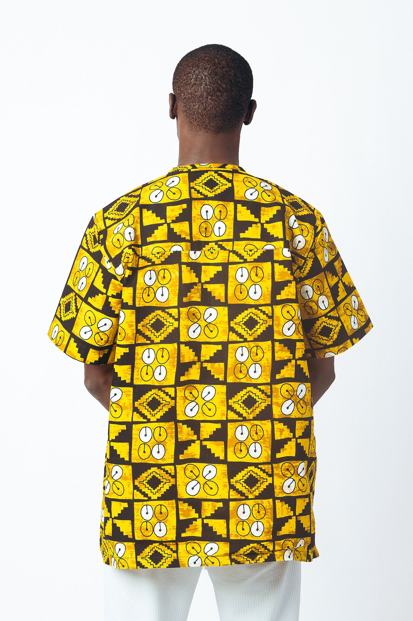 Print Round Neck Button Down