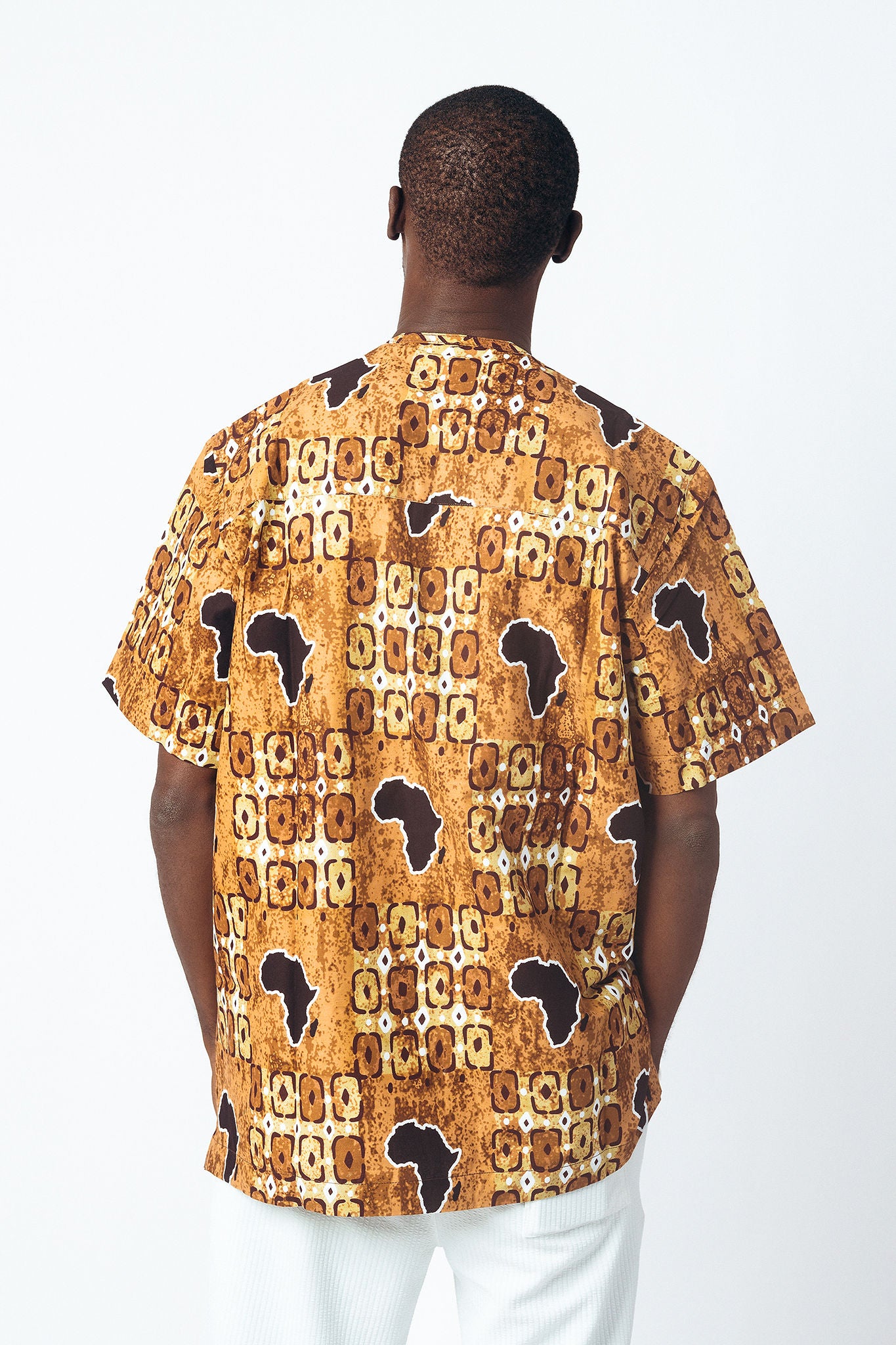 Print Round Neck Button Down