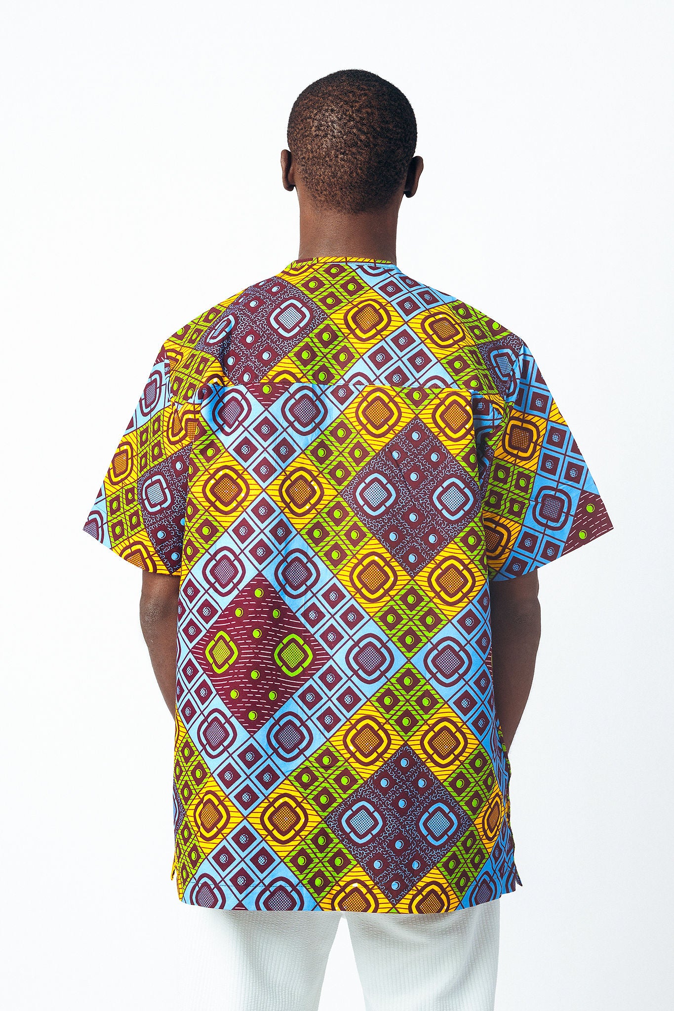 Print Round Neck Button Down