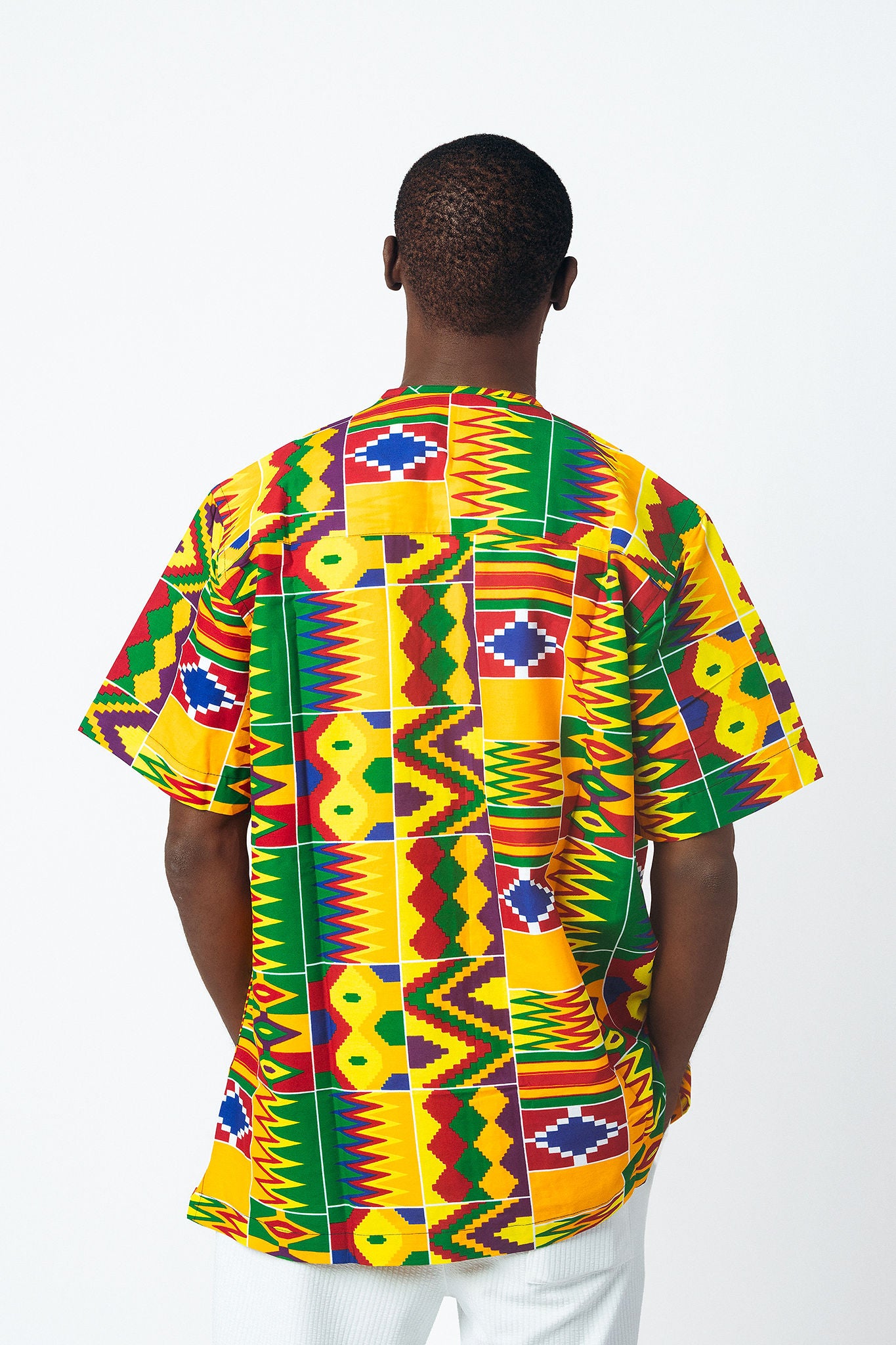 Print Round Neck Button Down