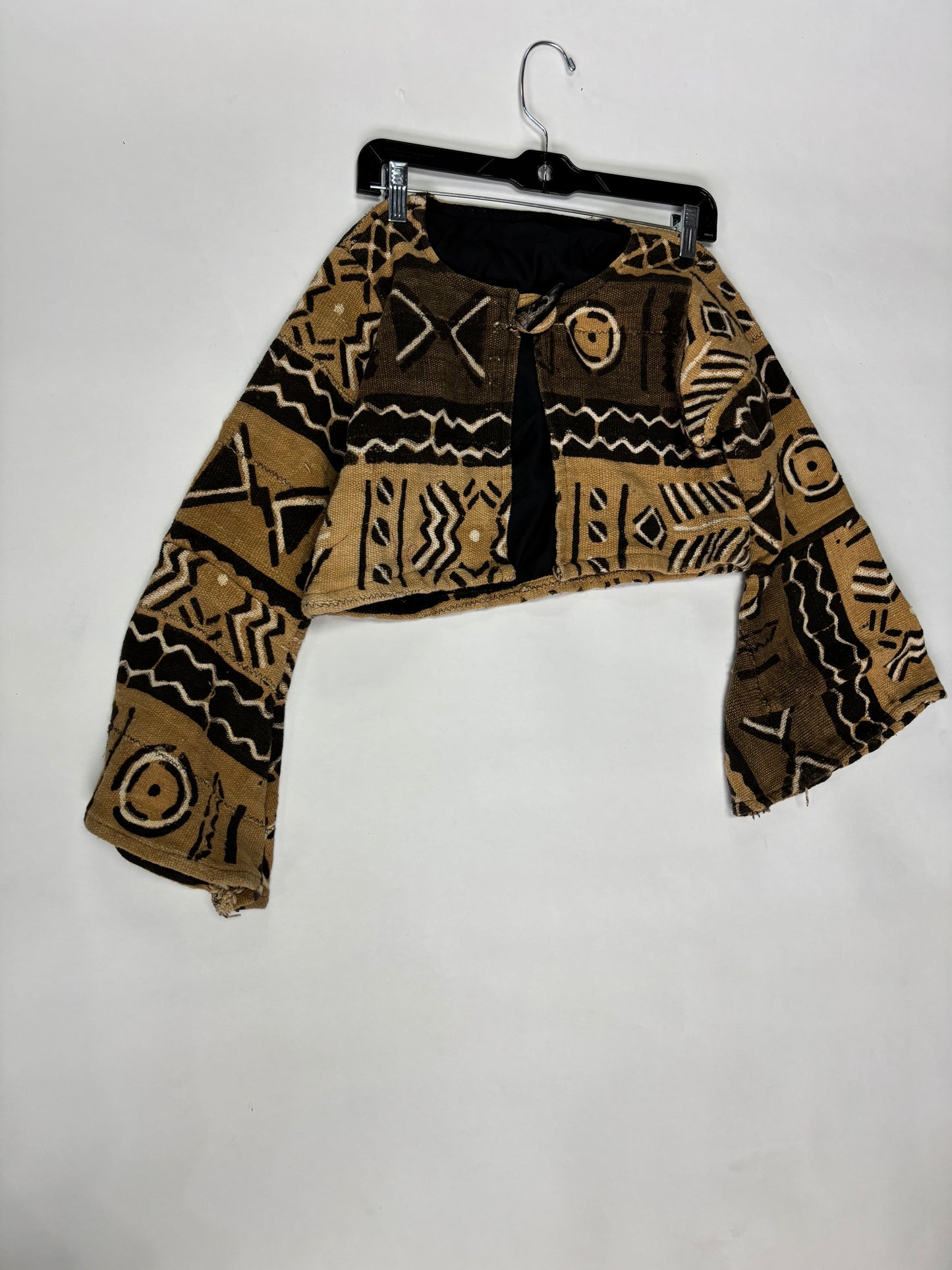 Cropped Flare Sleeve Mudcloth Jacket