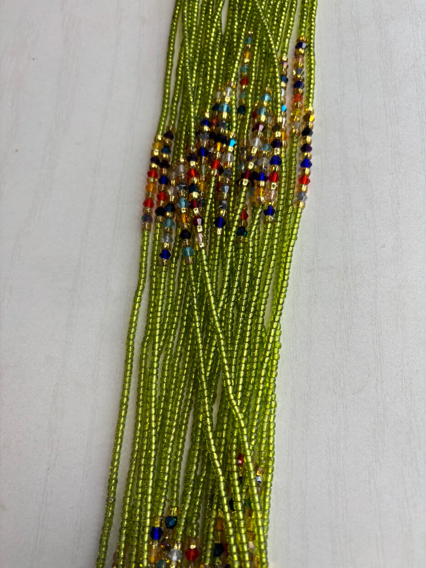 Thin Lighter Green With Multi Color Spacer Waistbead