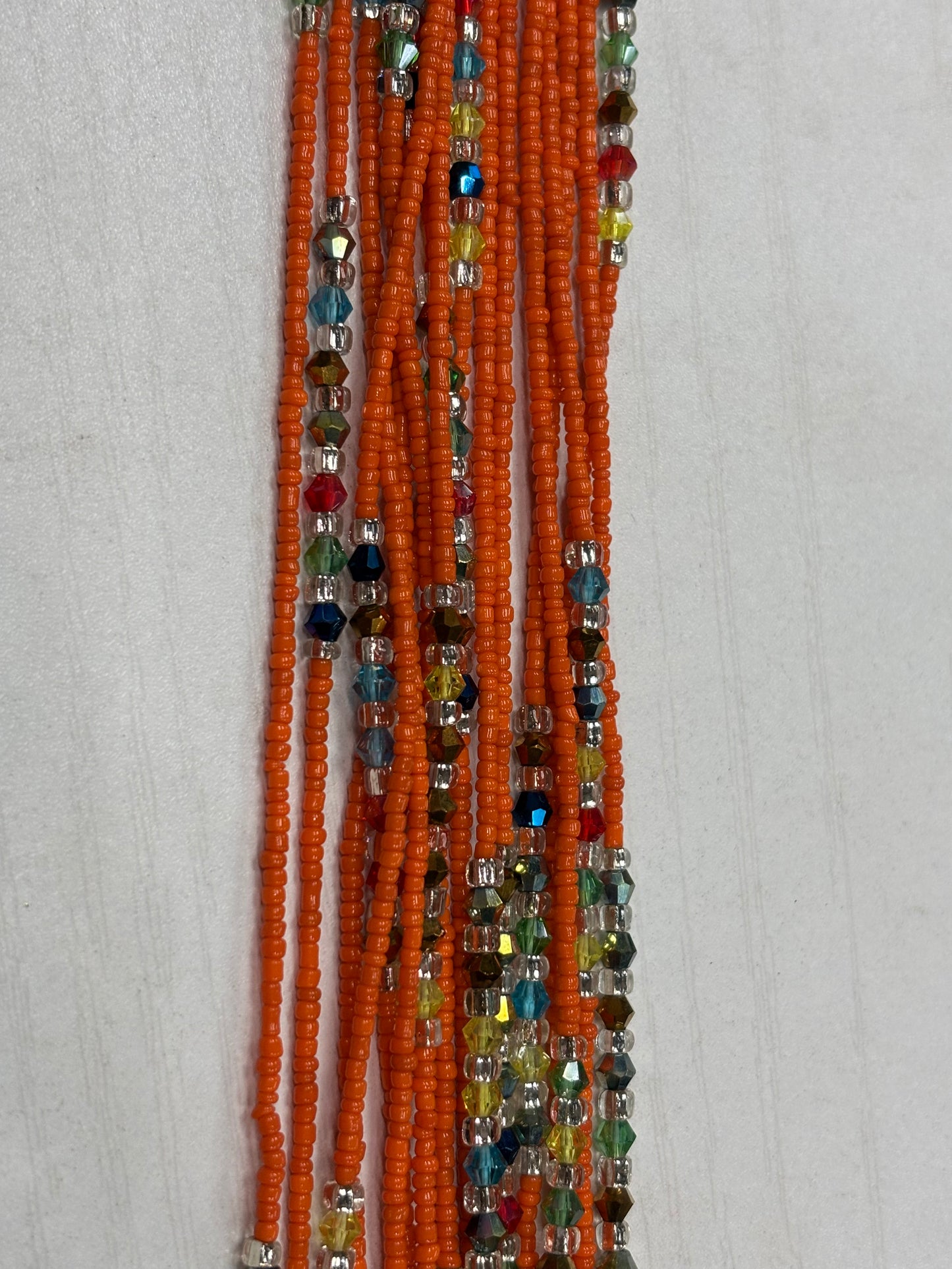 Thin Orange With Multi Color Spacer Waistbead