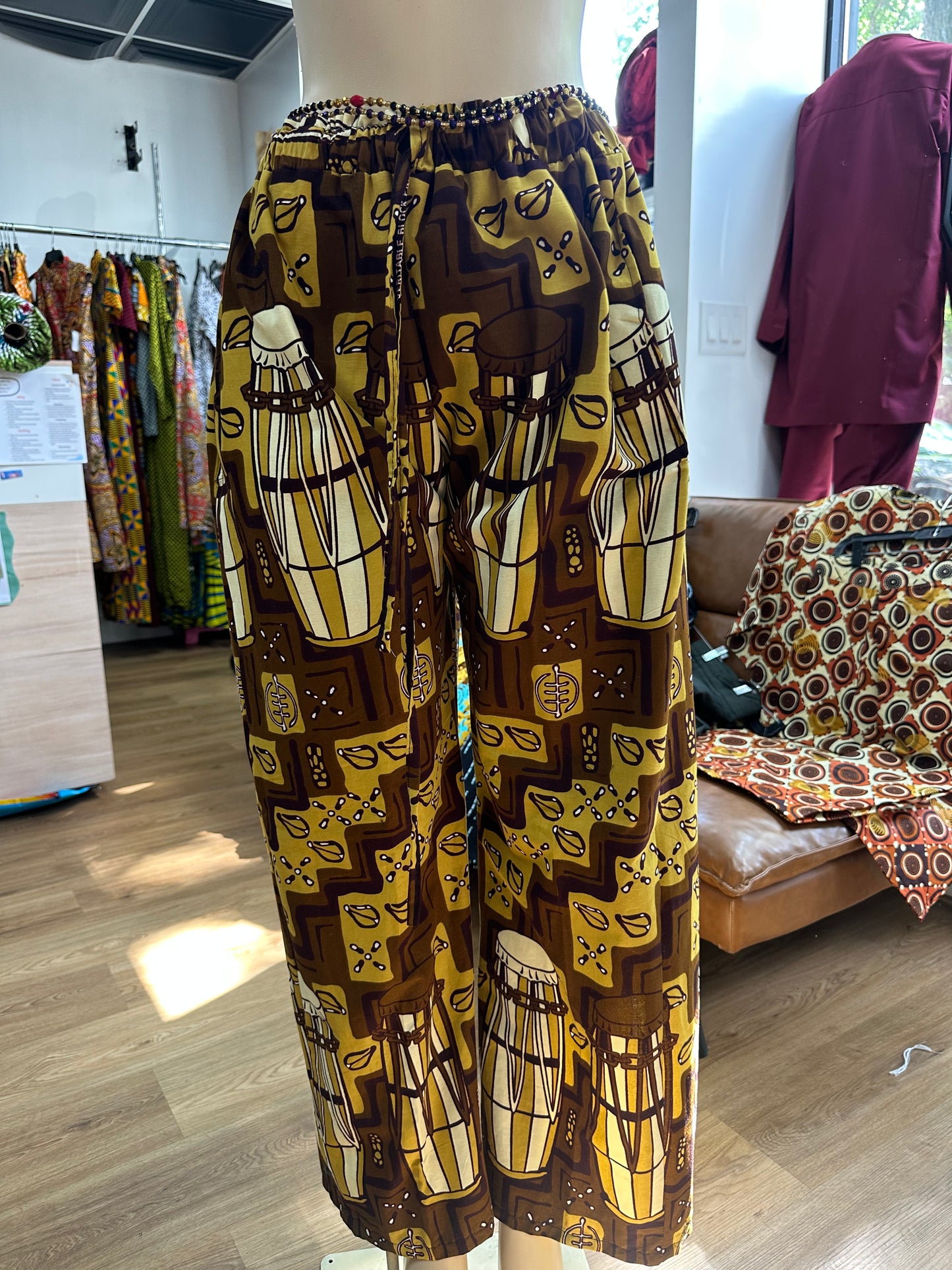 Elastic waist pant brown drum
