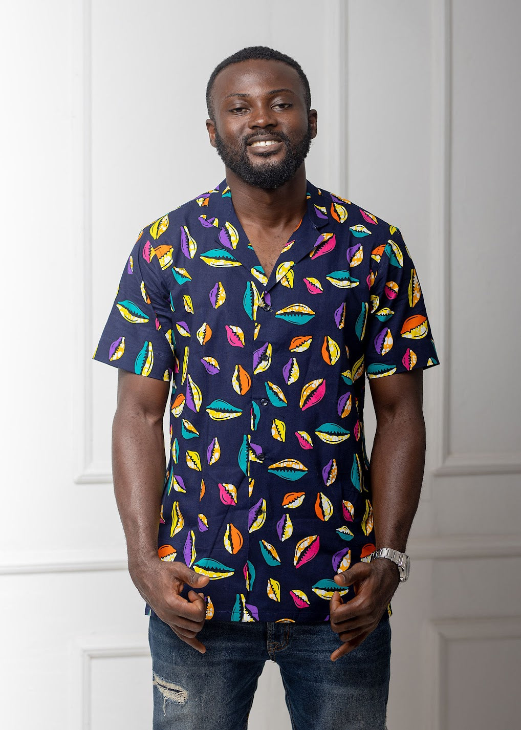 Short Sleeve Button Down Lapel Top
