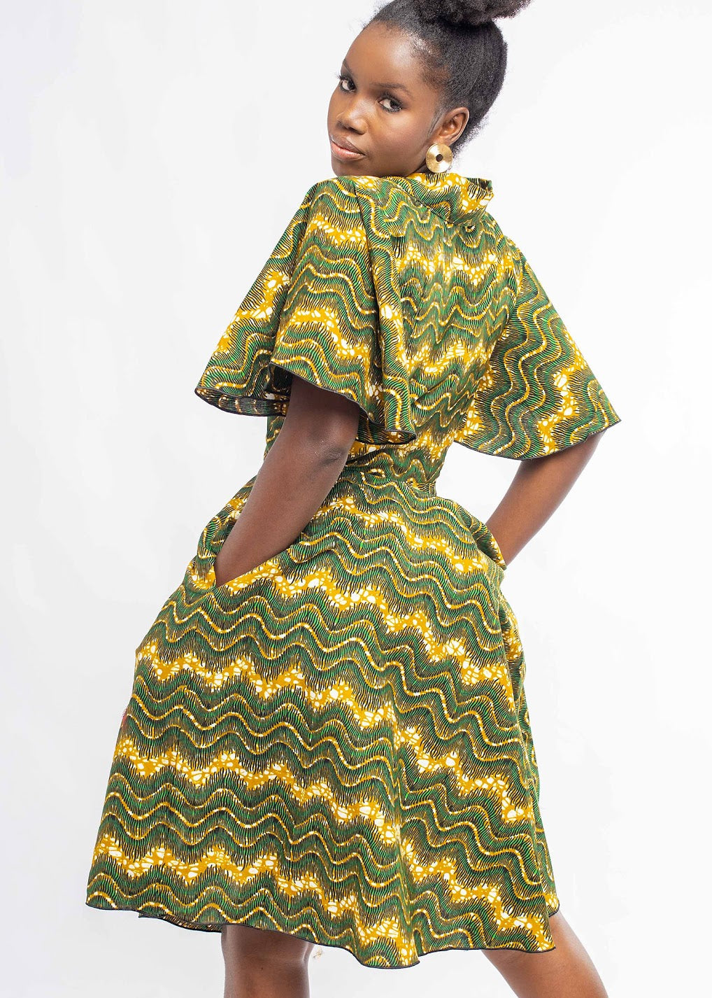 Flare Sleeve Circle Skirt Dress