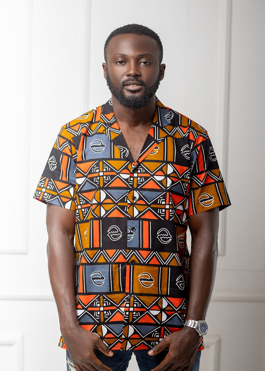 Short Sleeve Button Down Lapel Top