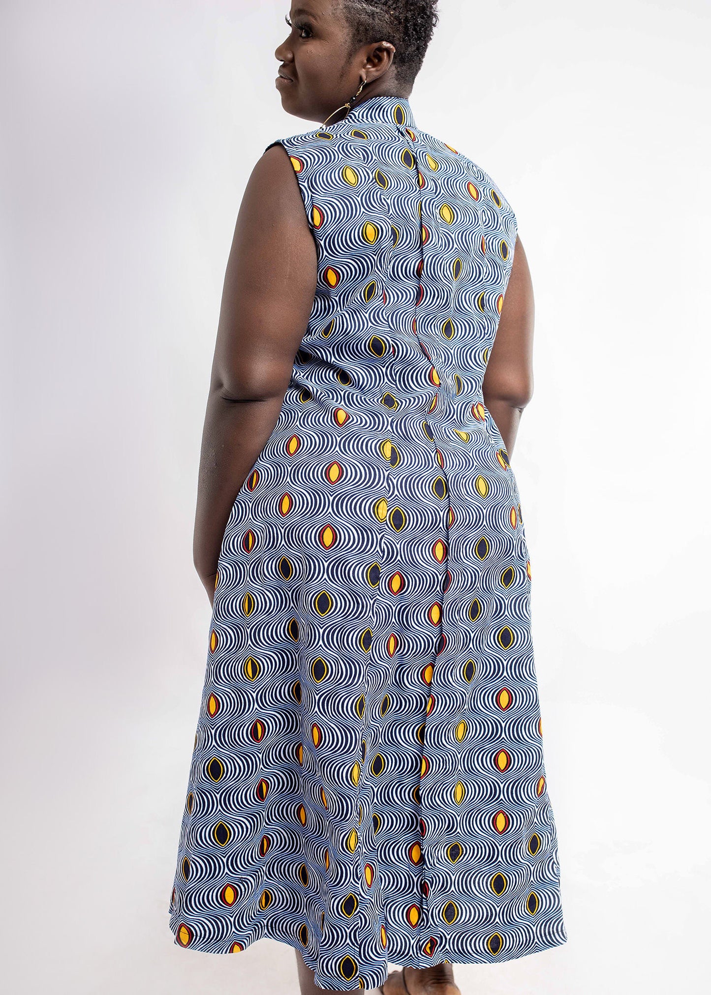 Sleeveless High Collar Button Down Dress / Duster SHORT