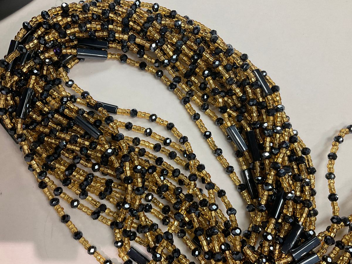 Black and Gold Block Waistbeads