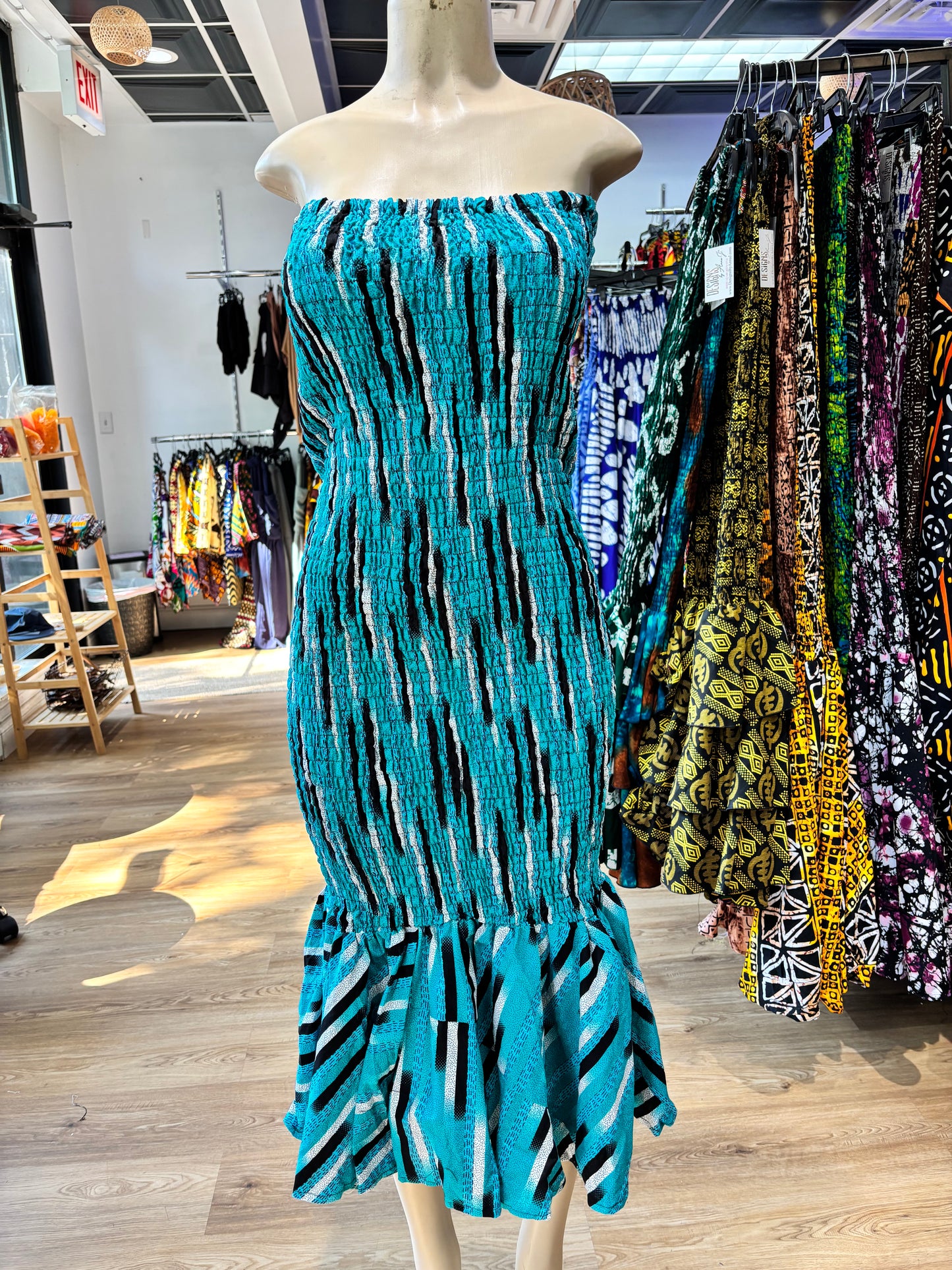 Sleeveless tube dress blue