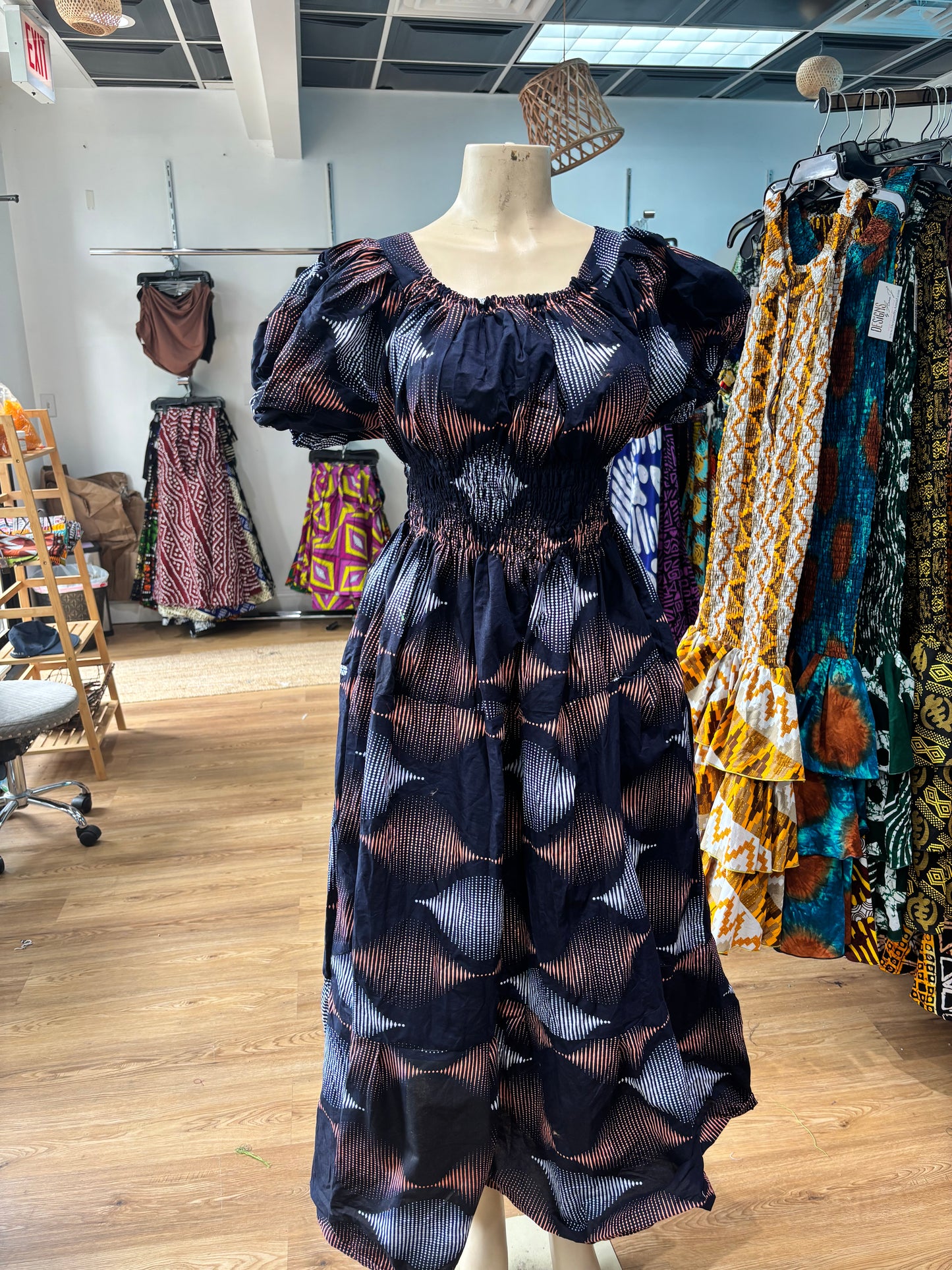 Puff Sleeve Long Dress