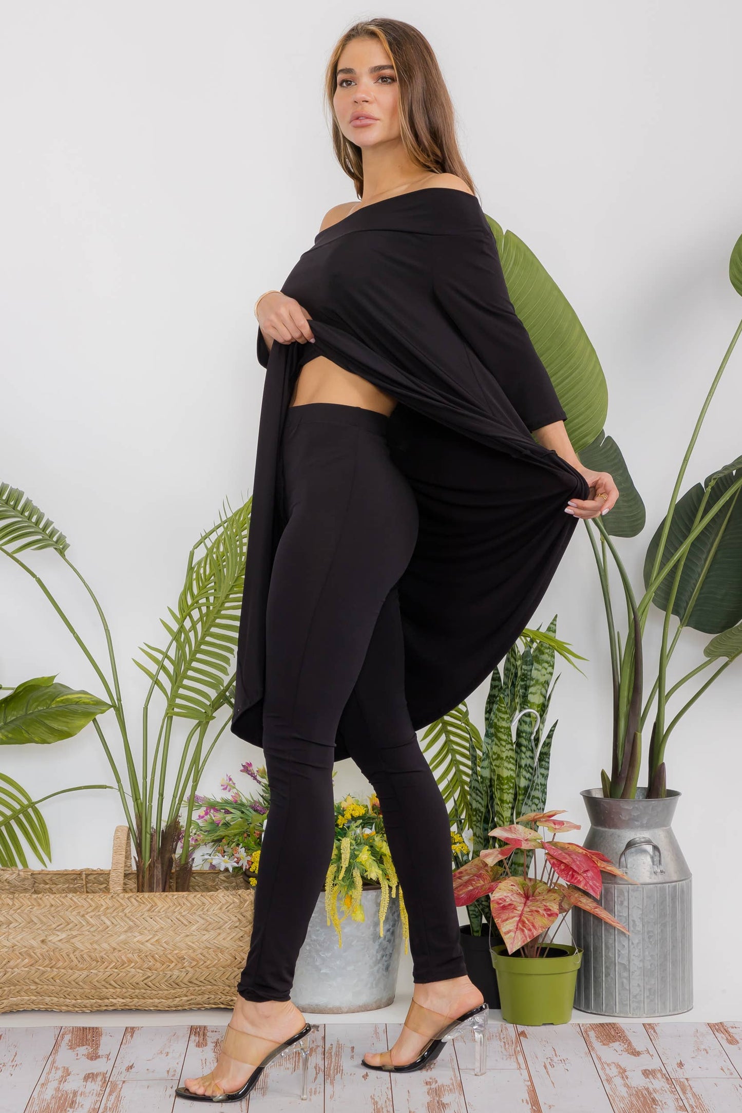 Cowl Neck Top & Leggings 2 Piece Set