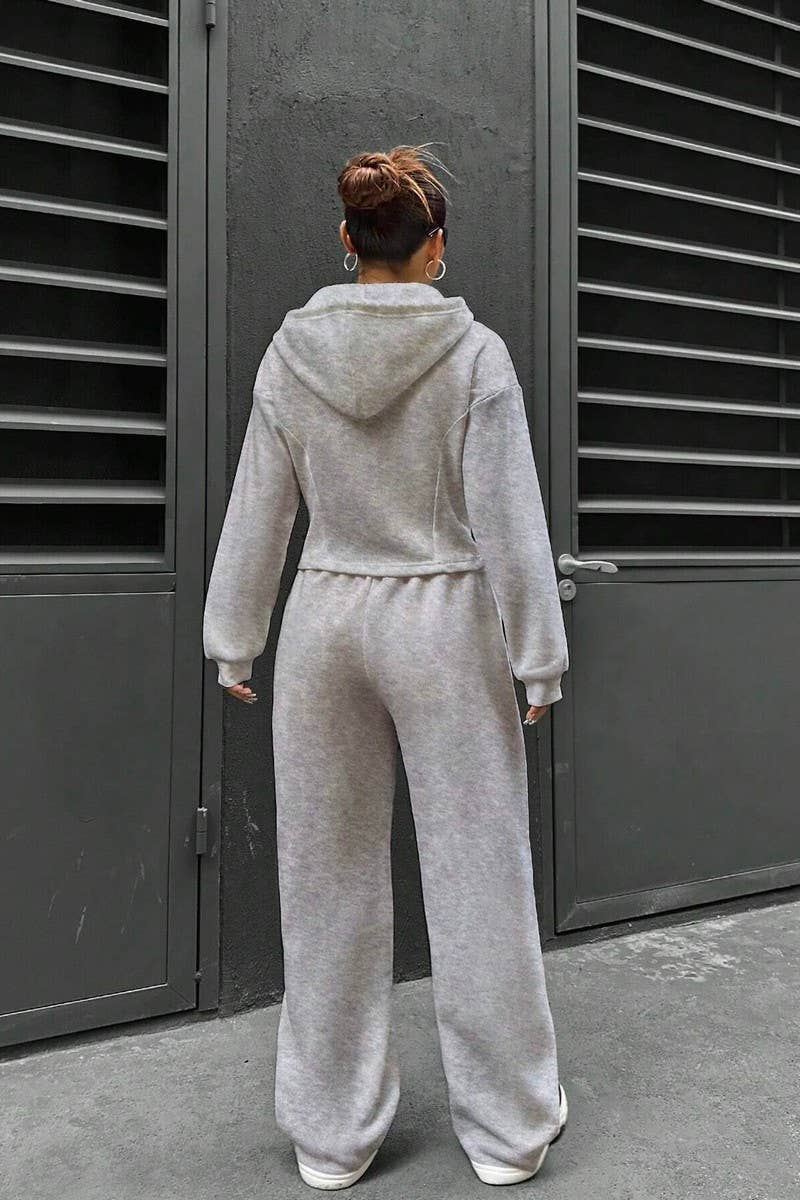 HOODED CARDIGAN CASUAL SPORTS TWO-PIECE SET
