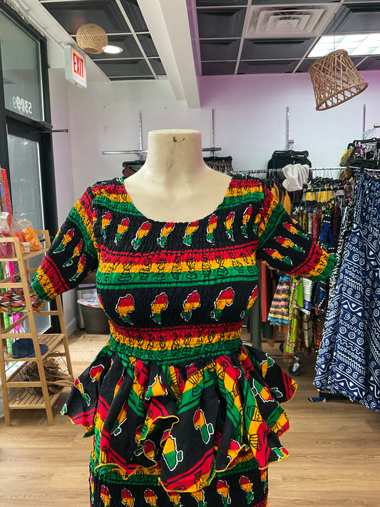 Short Sleeve Elastic top Ghana flag color