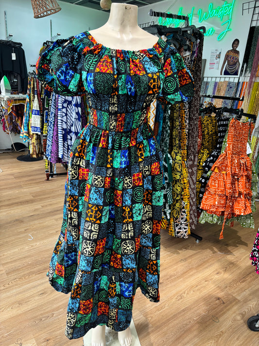 Puff Sleeve Long Dress