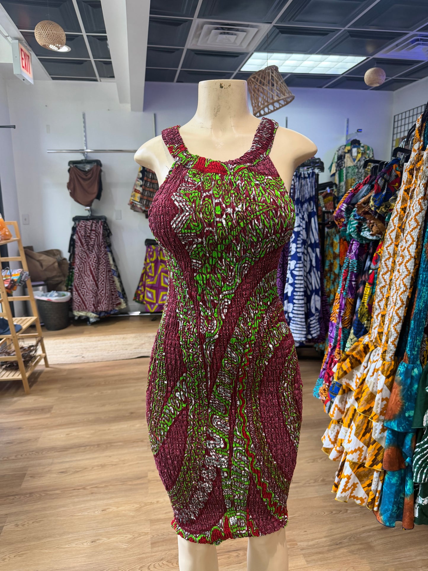 Thin strap dress rouge green