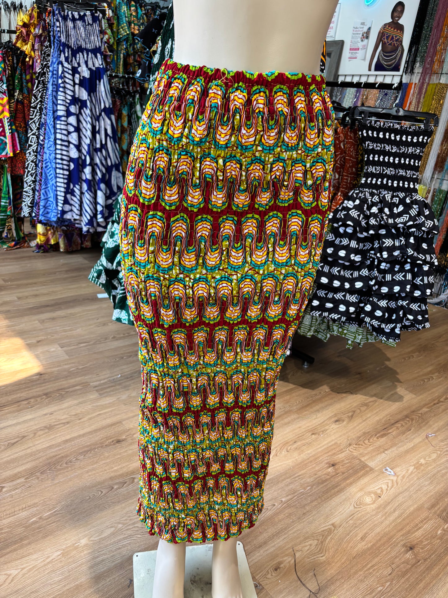 Sleeveless tube dress green multi color