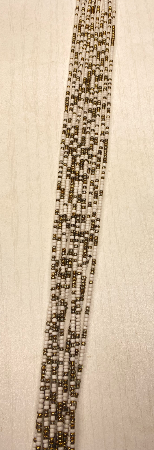 Gold & White Thin Waistbead