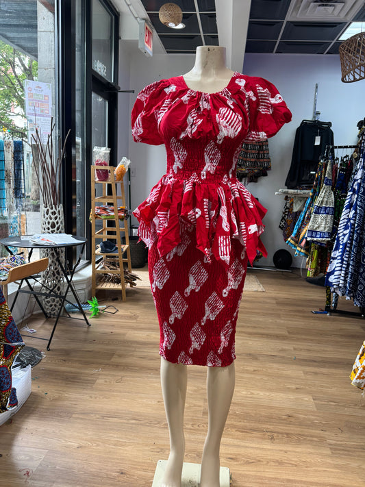 Short Sleeve Elastic Top ONLY red white