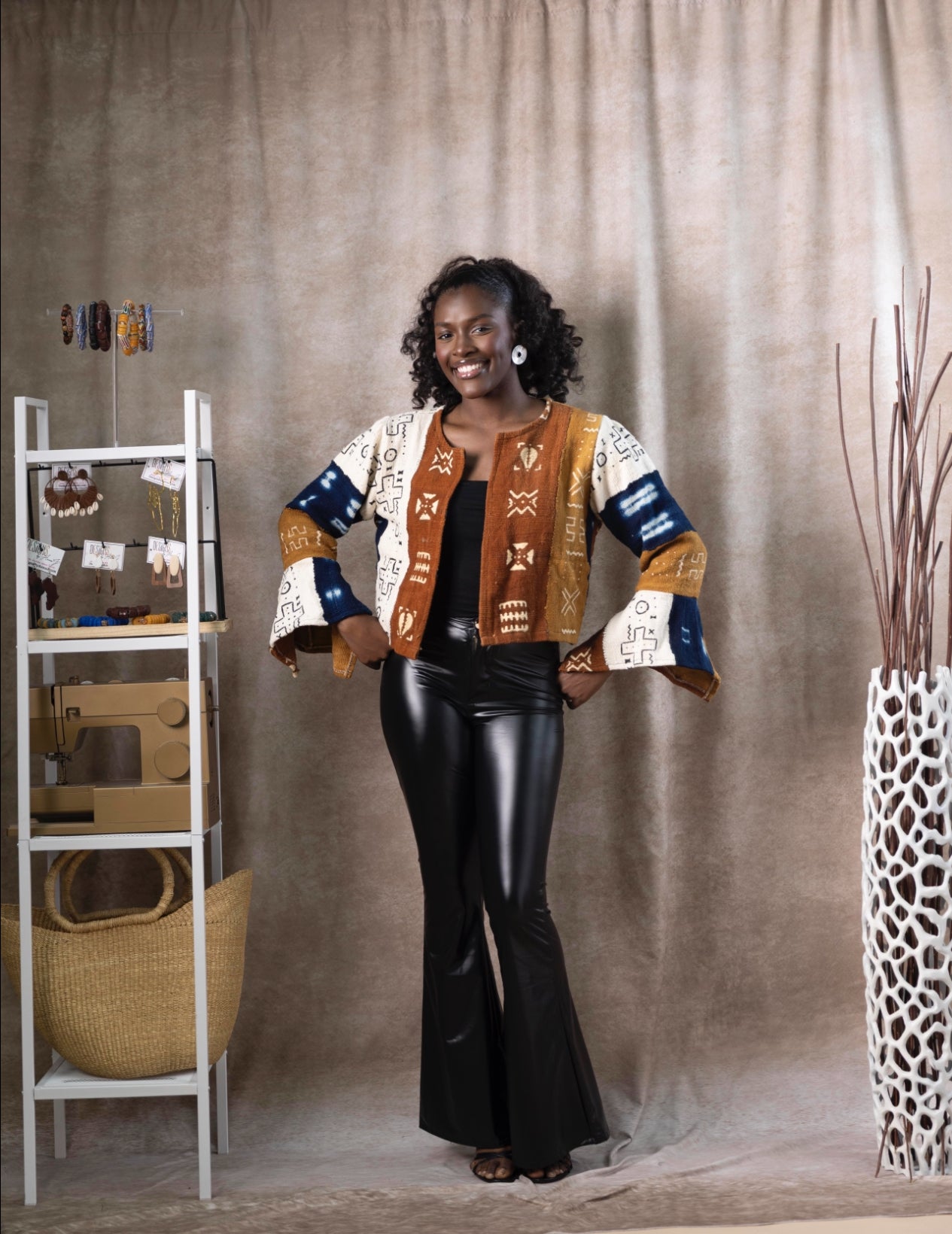 Flare Sleeve Mudcloth Jacket