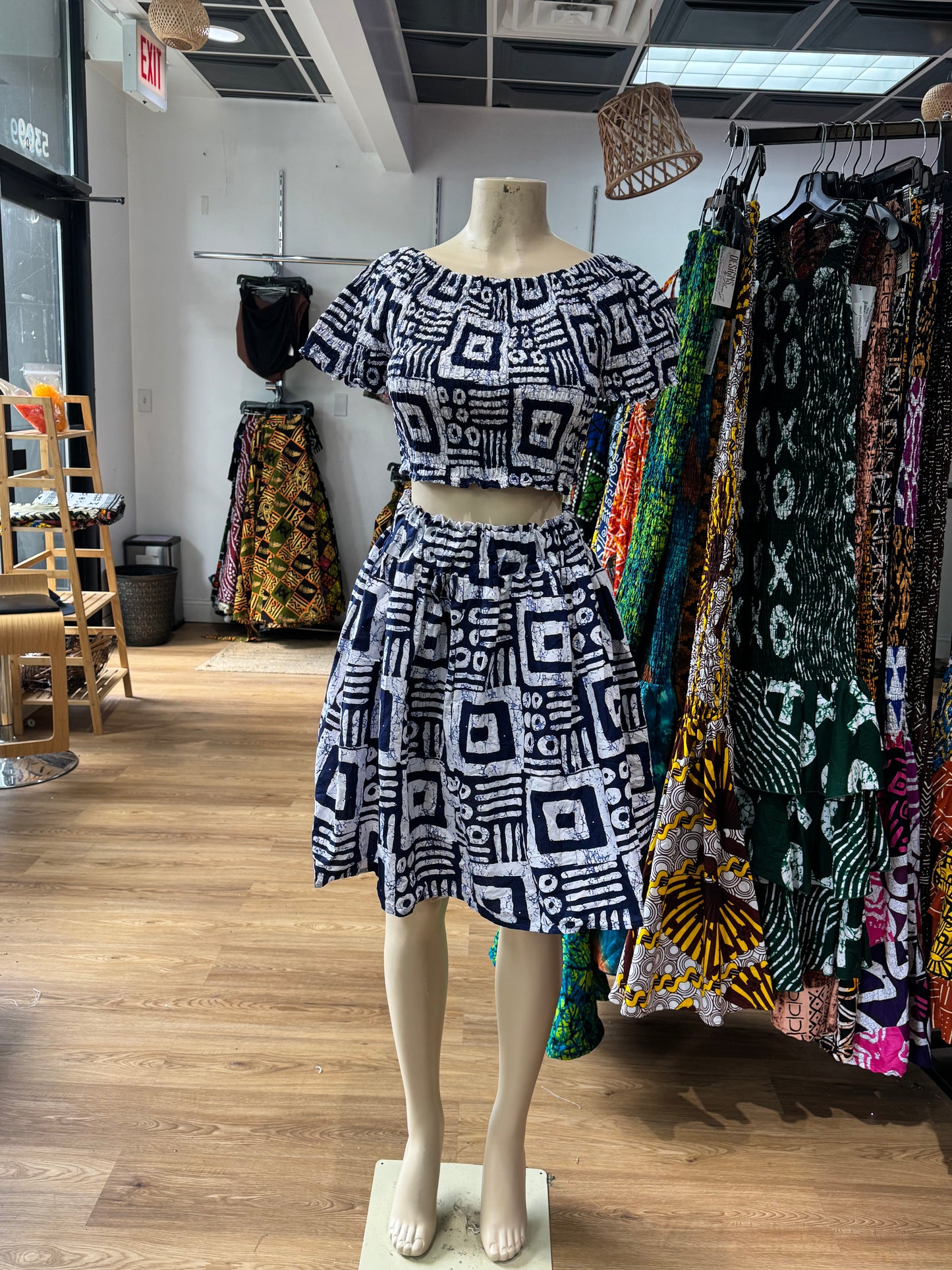 Short Flare Skirt ONLY navy blue white