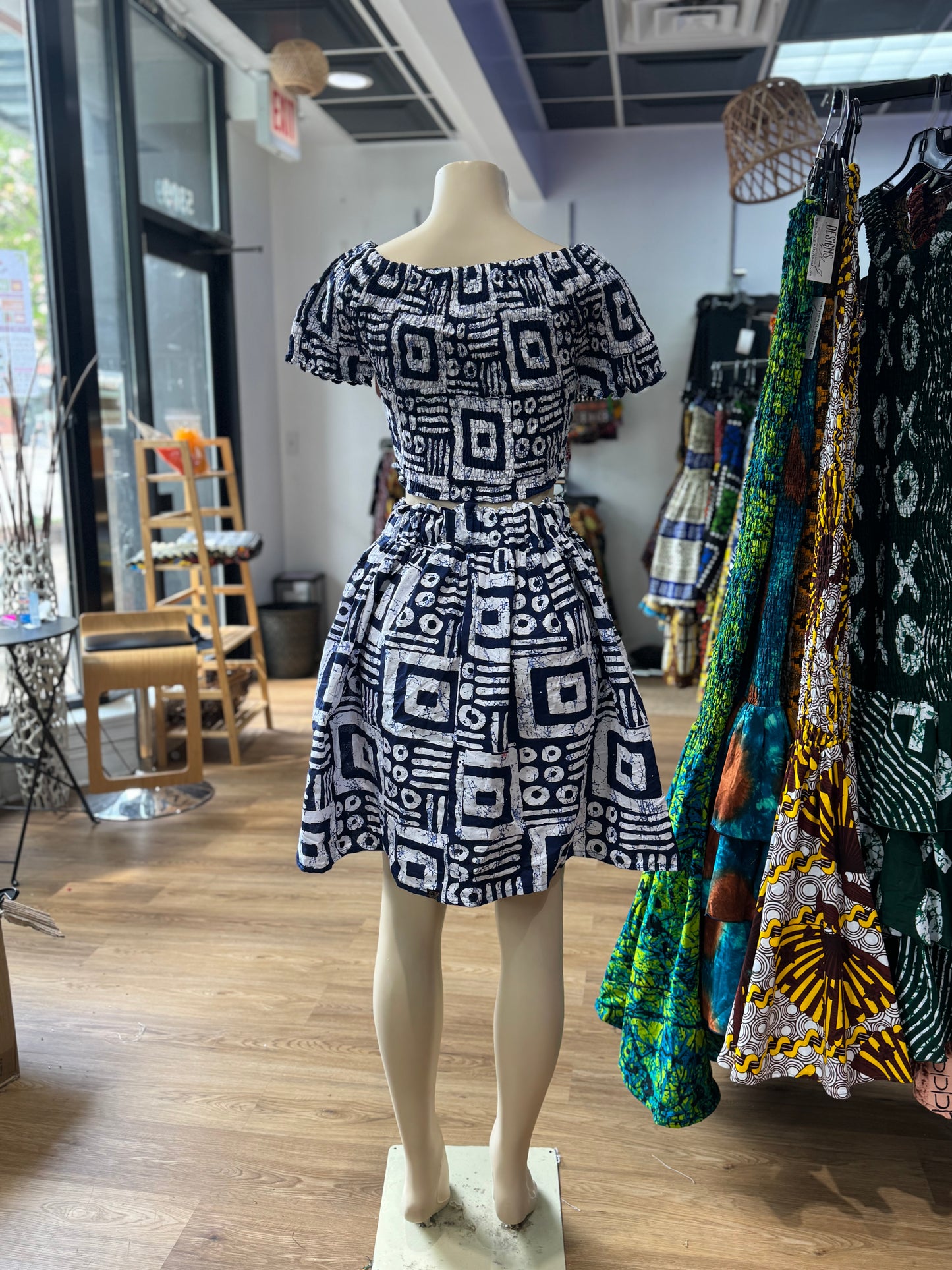 Short Flare Skirt ONLY navy blue white